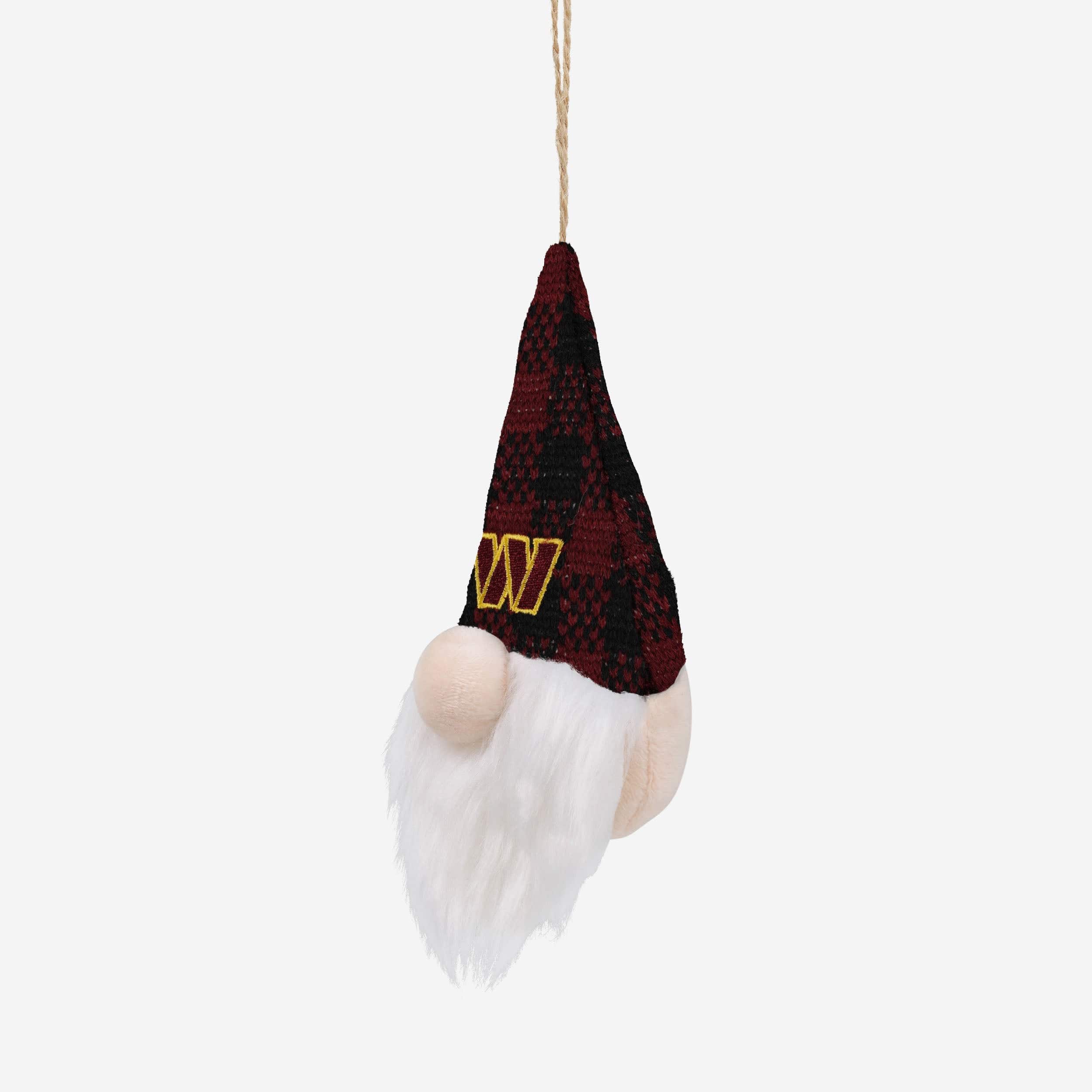 Washington Commanders Plaid Hat Plush Gnome Ornament - Image 2