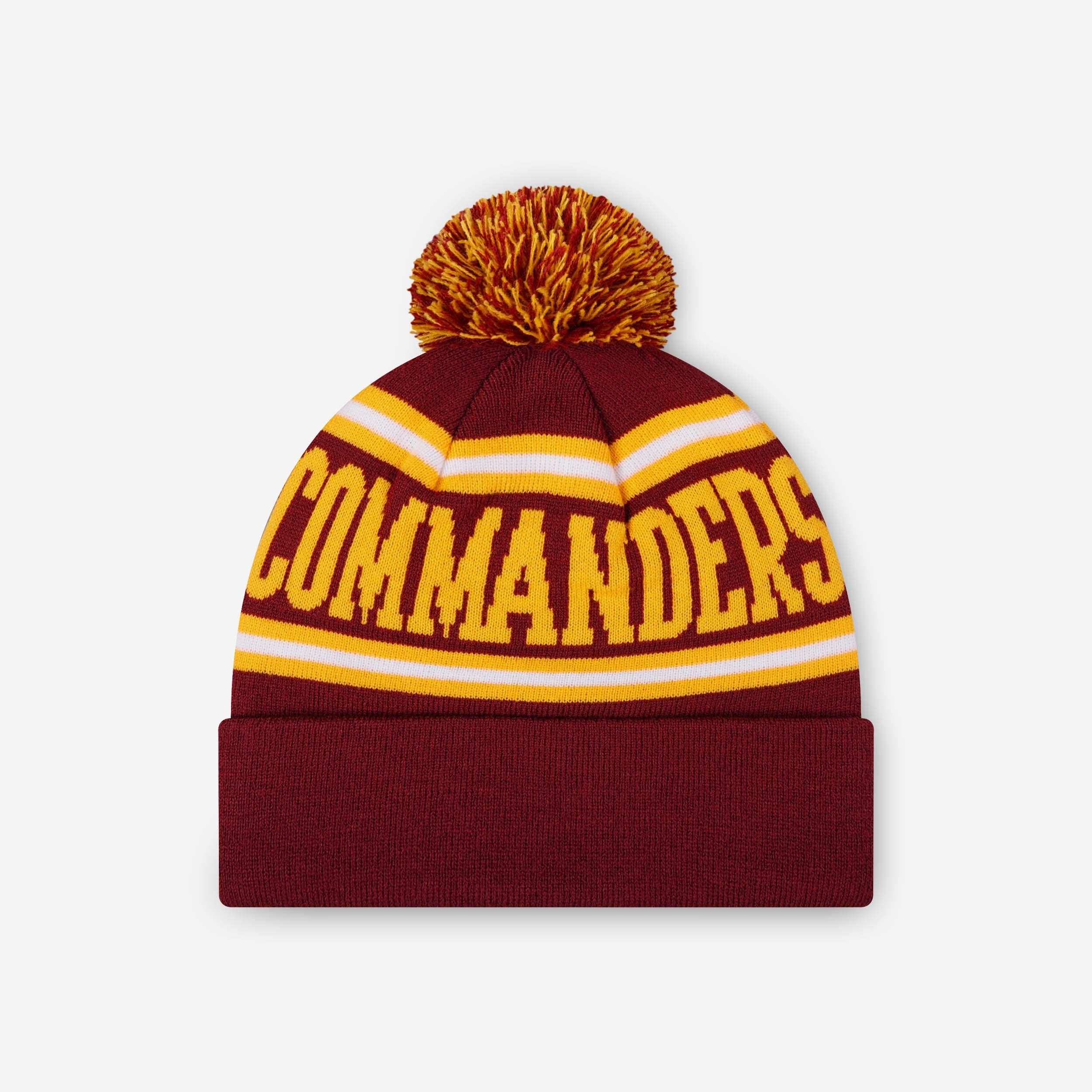 Washington Commanders Primary Logo Stripe Pom Beanie - Image 2