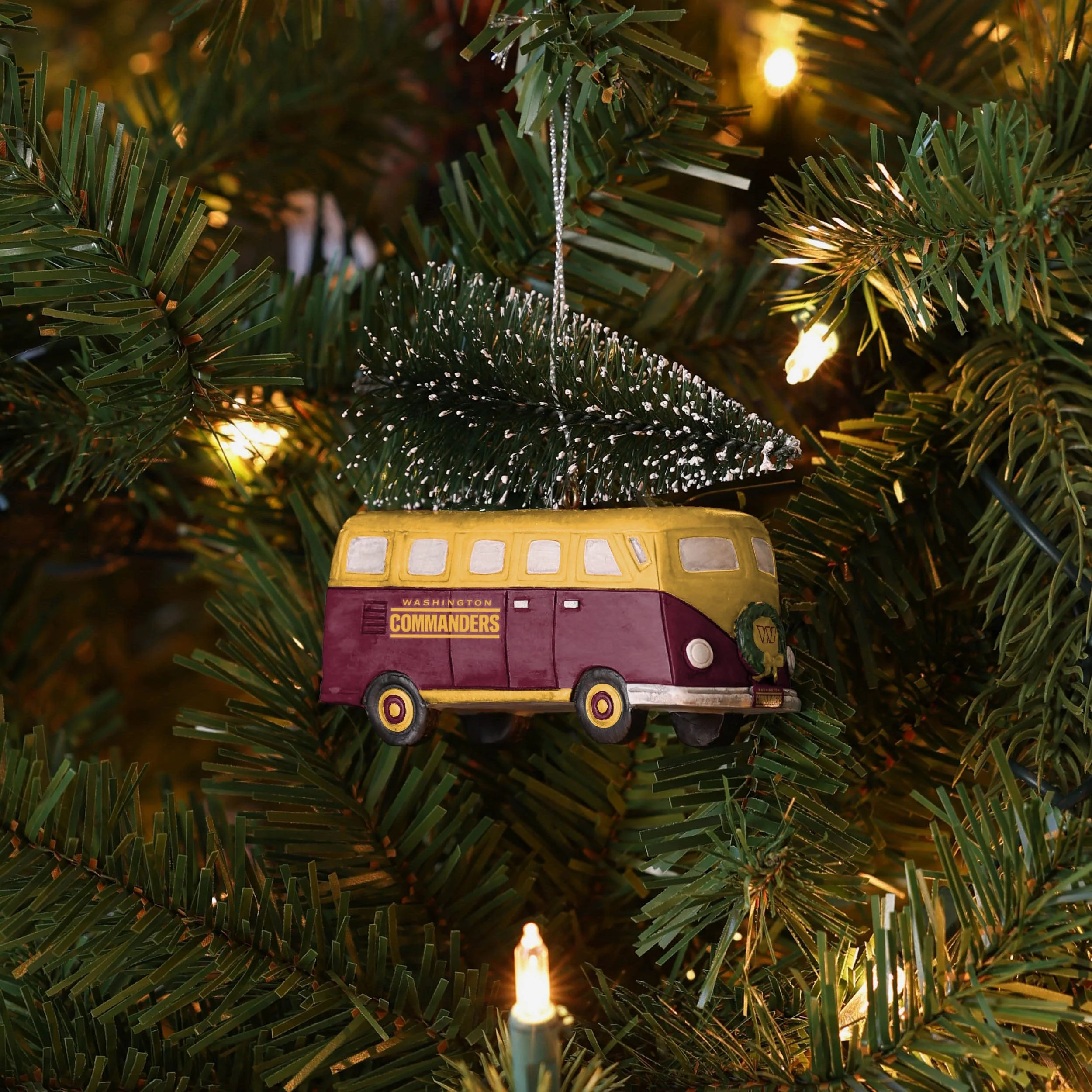 Washington Commanders Retro Bus With Tree Ornament - Image 4