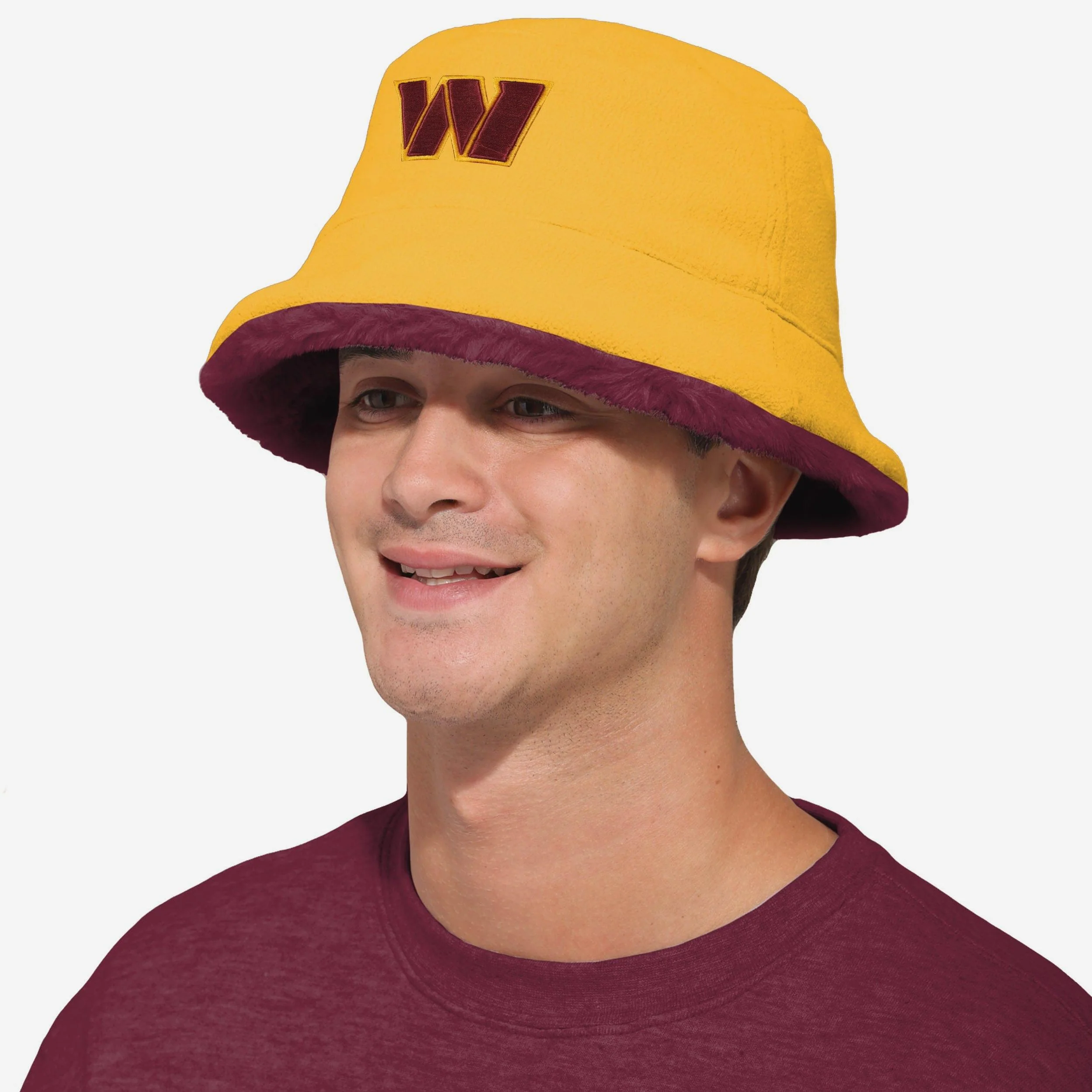 Washington Commanders Reversible Faux Fur Bucket Hat - Image 3