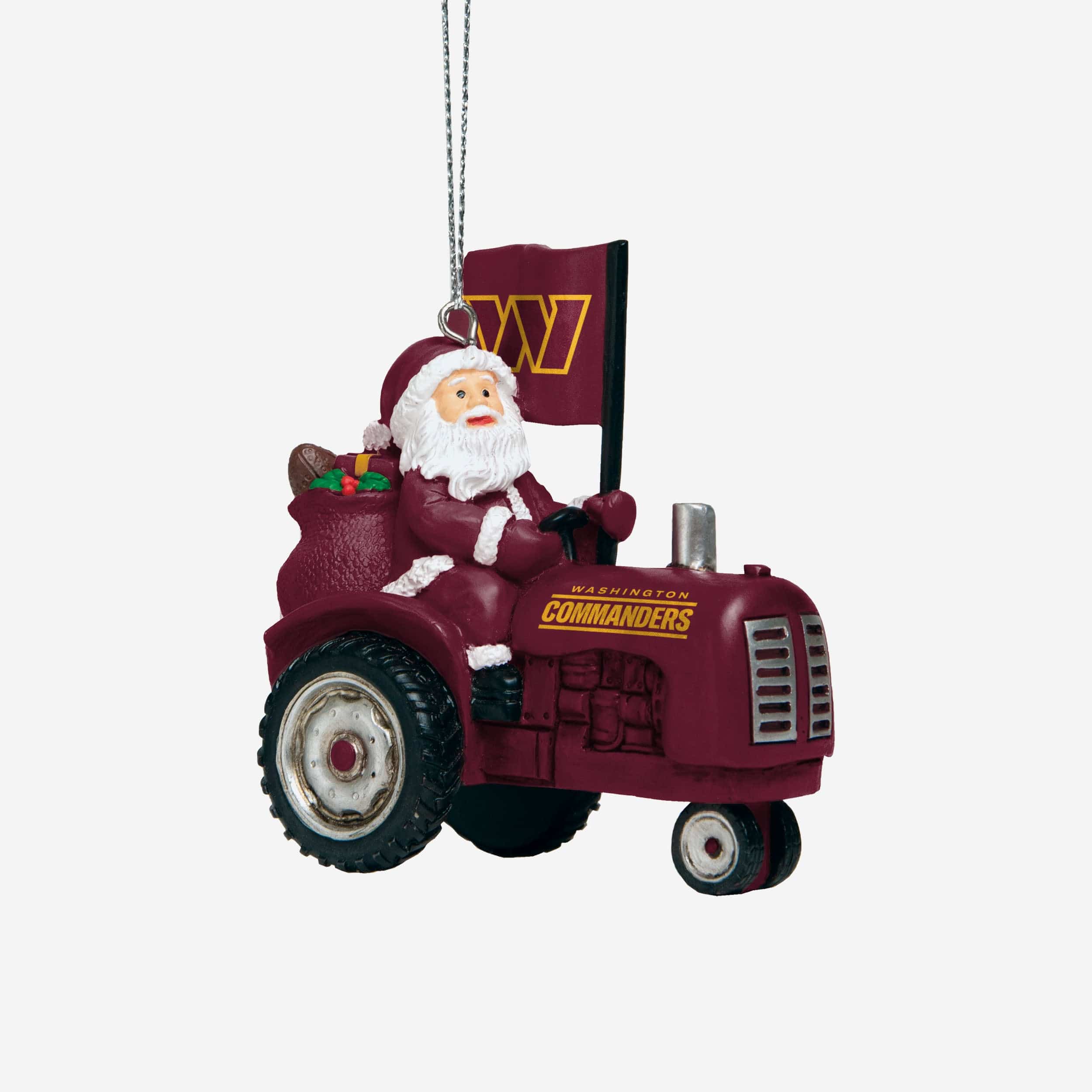 Washington Commanders Santa Riding Tractor Ornament