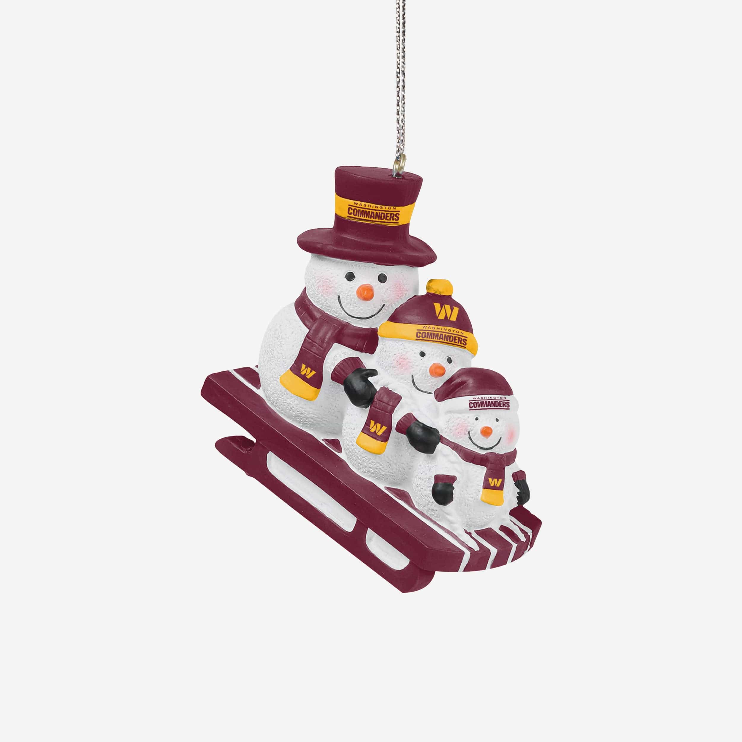 Washington Commanders Sledding Snowmen Ornament