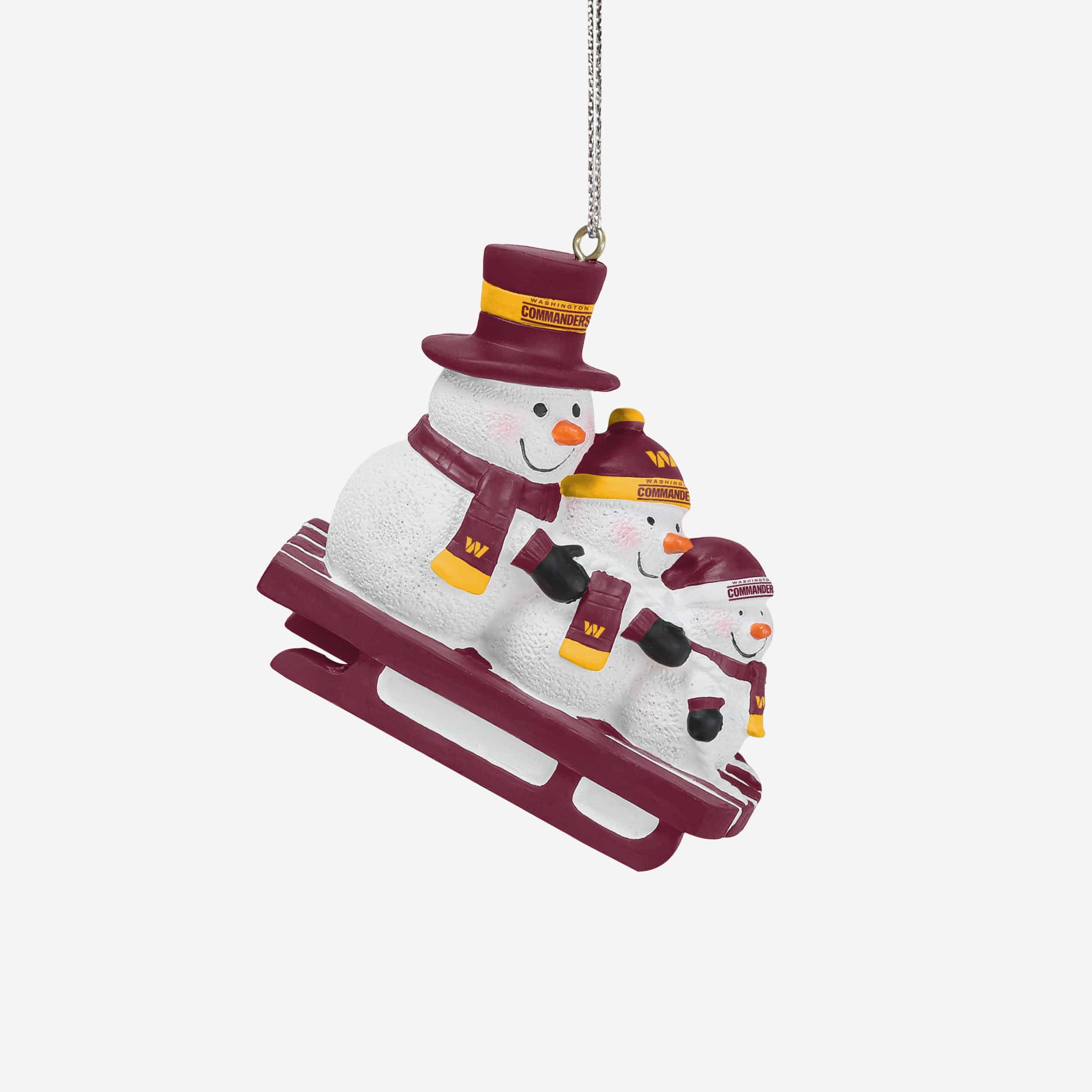 Washington Commanders Sledding Snowmen Ornament - Image 2