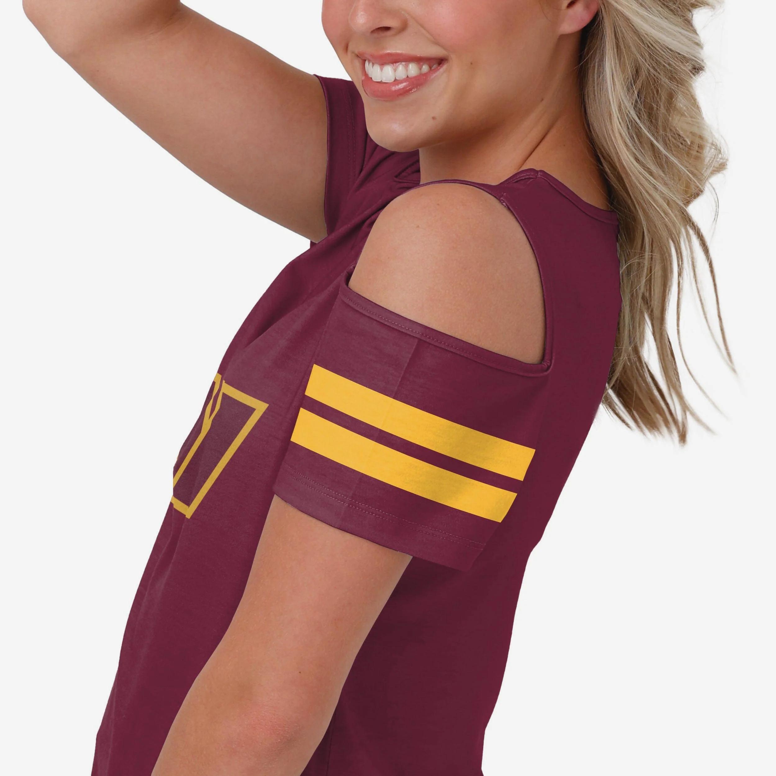 Washington Commanders Womens Cold Shoulder T-Shirt - Image 3