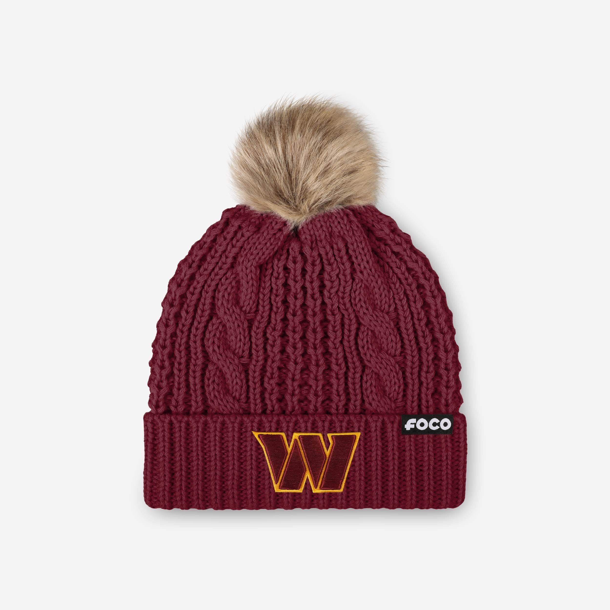 Washington Commanders Womens Faux Fur Pom Beanie