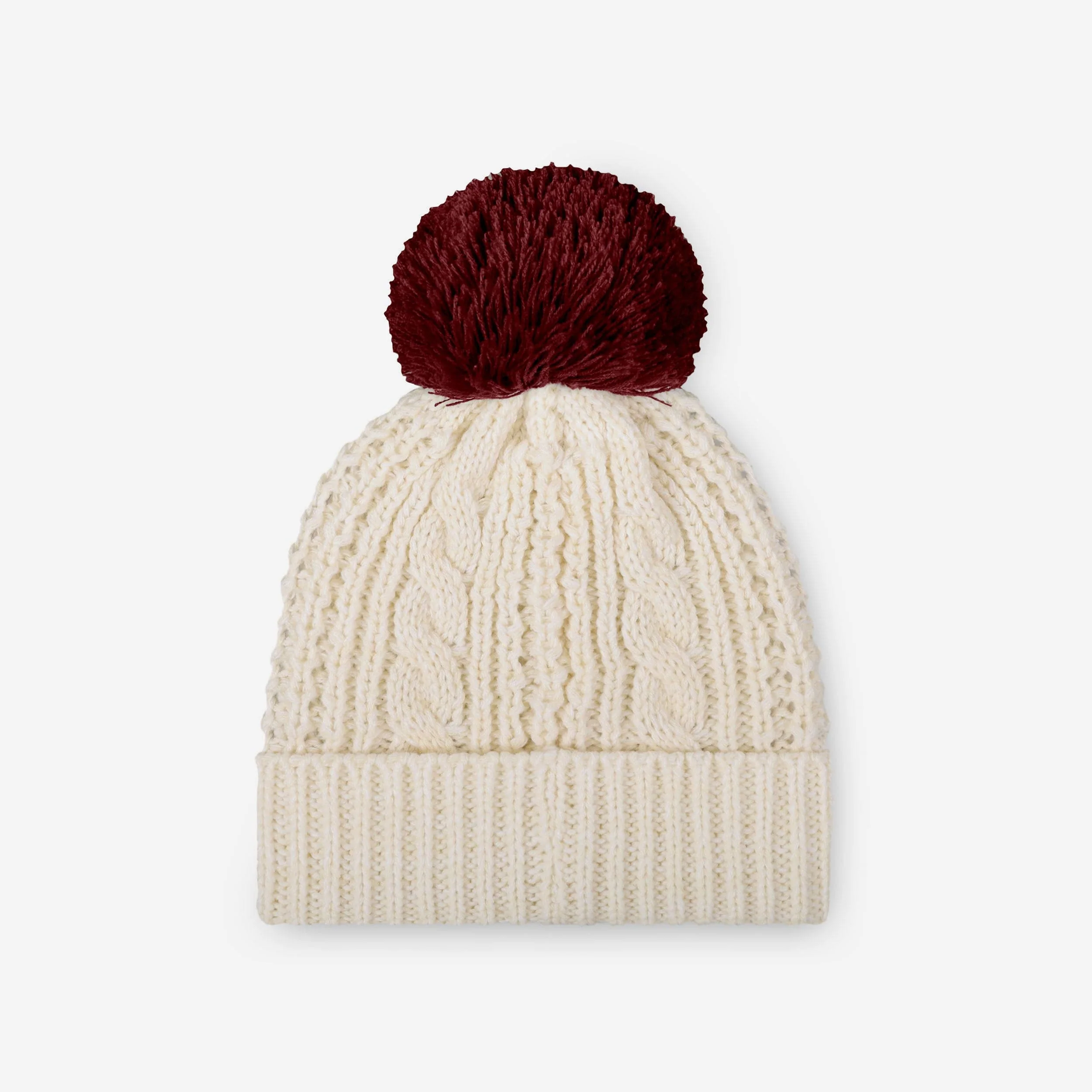 Washington Commanders Womens Primary Logo White Cable Knit Pom Beanie - Image 2