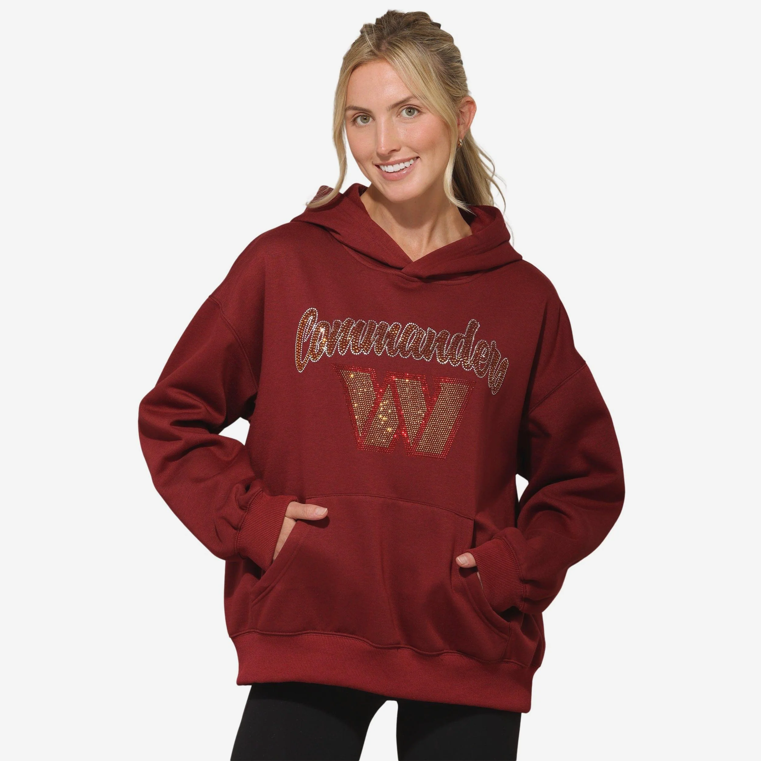 Washington Commanders Womens Rhinestone Logo Oversized Hoodie