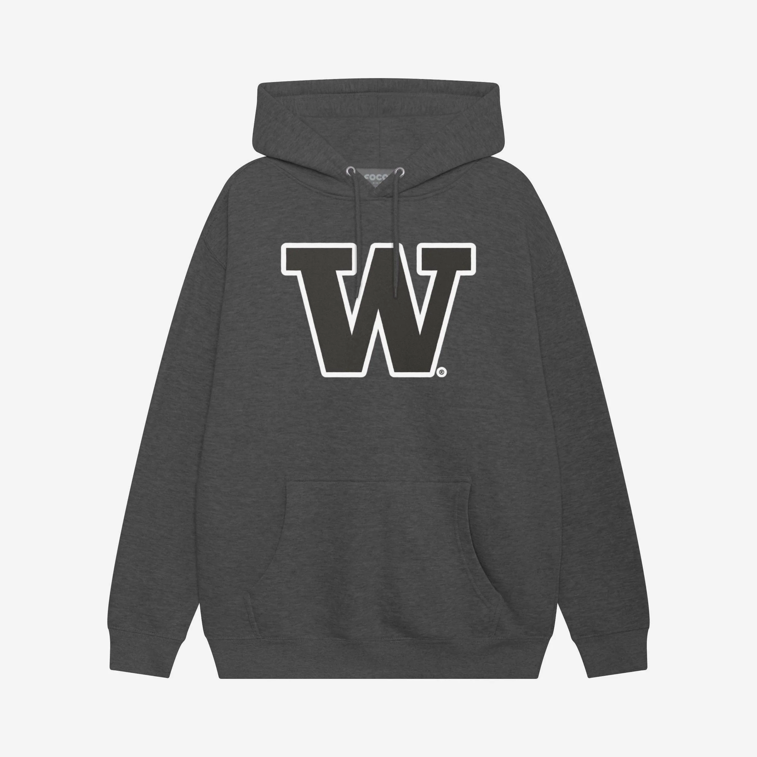 Washington Huskies Black & White Primary Logo Hoodie