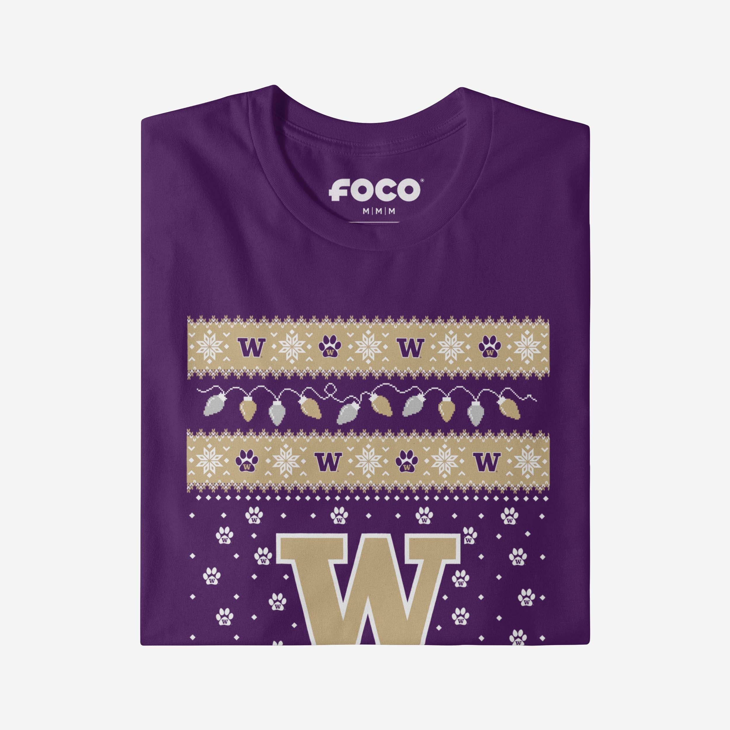 Washington Huskies Holiday Lights Sweater Long Sleeve T-Shirt - Image 4