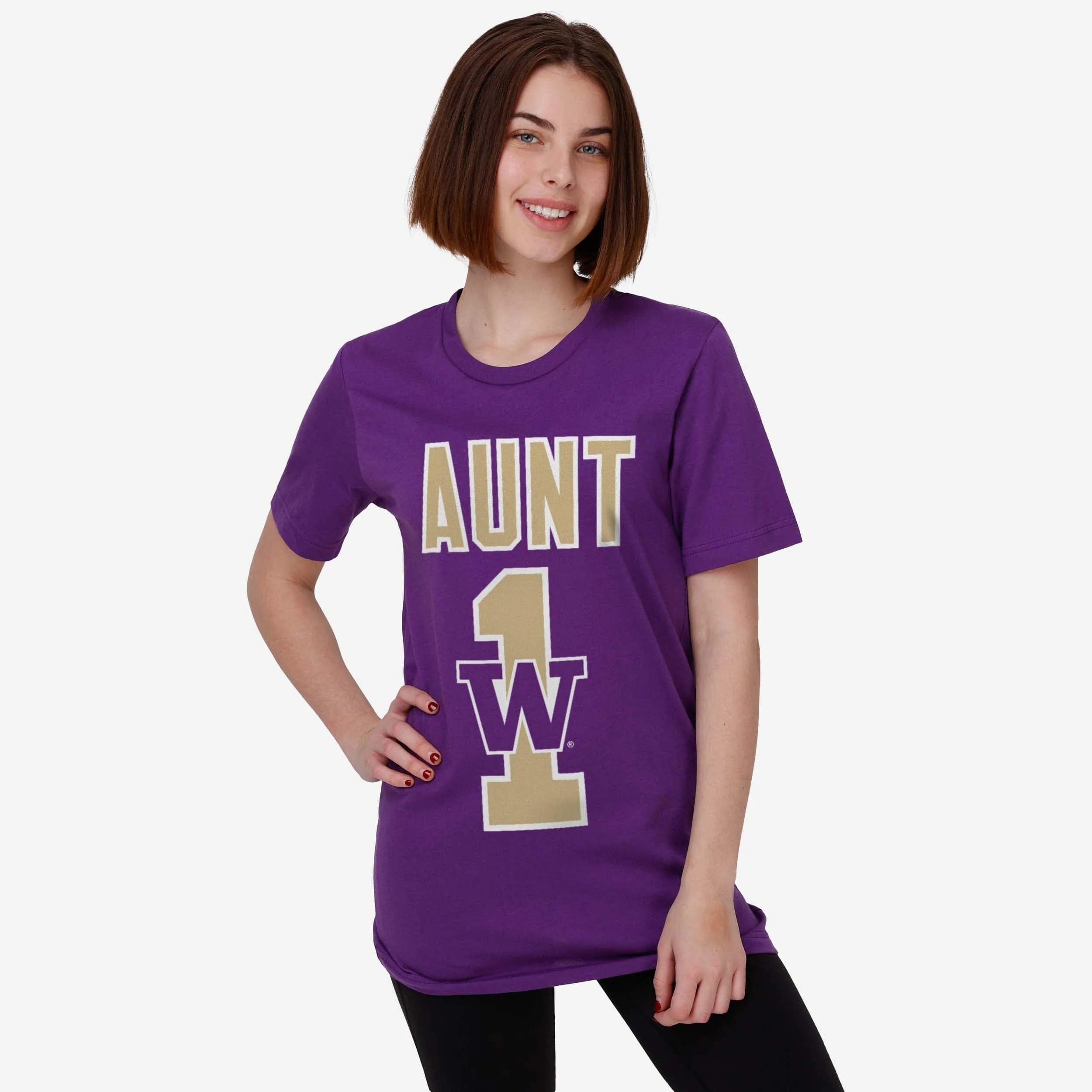 Washington Huskies Number 1 Aunt T-Shirt - Image 2