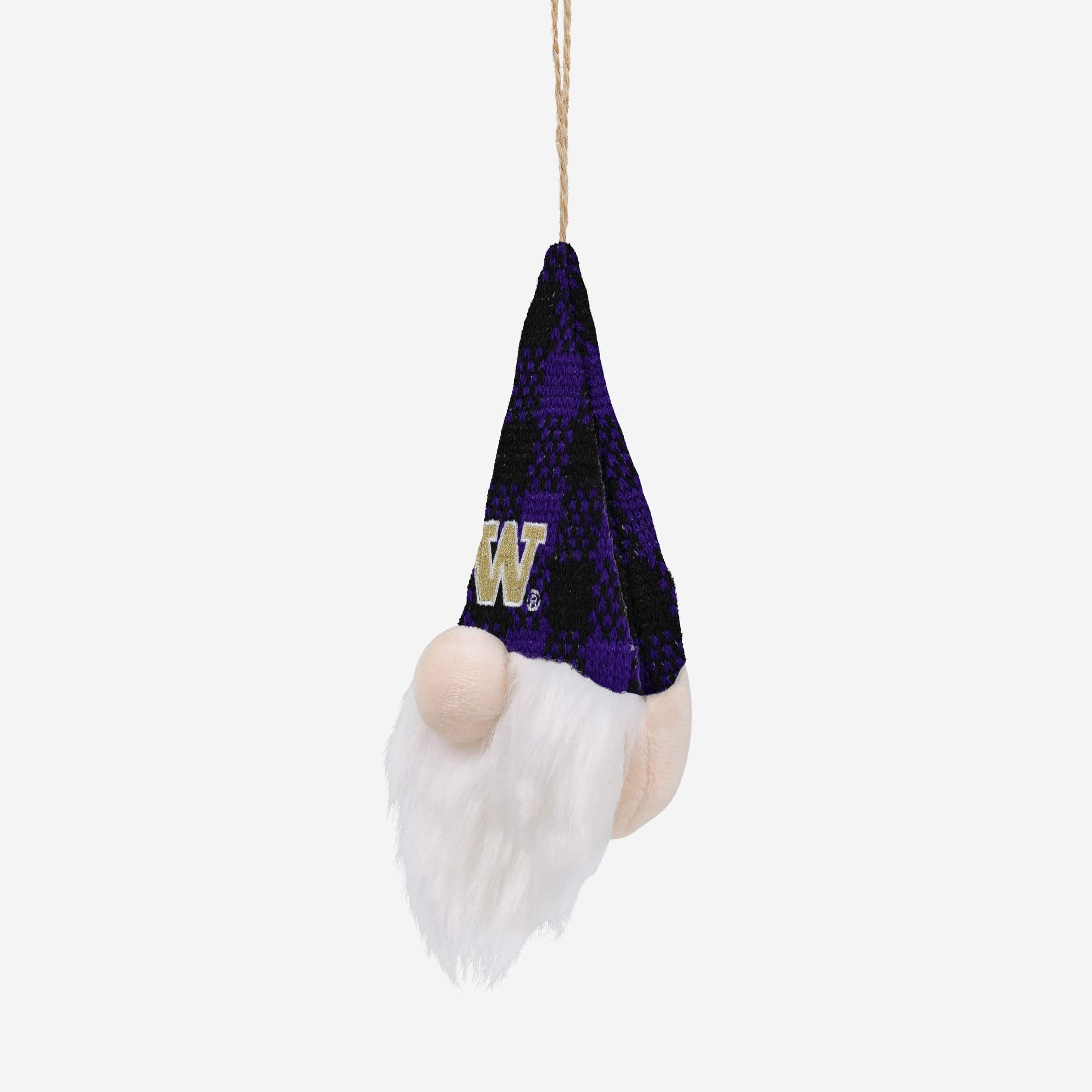 Washington Huskies Plaid Hat Plush Gnome Ornament - Image 2