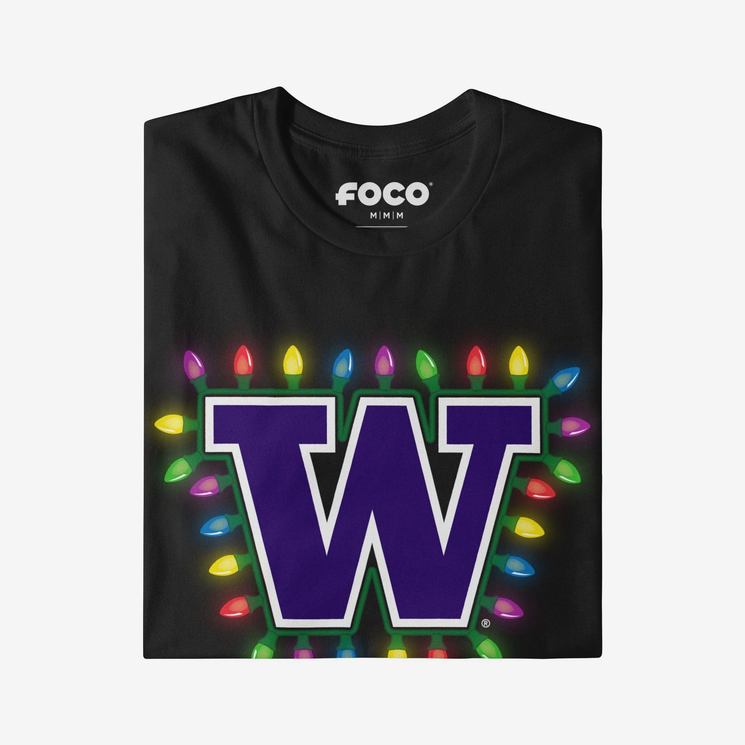 Washington Huskies Primary Logo Holiday Lights Long Sleeve T-Shirt - Image 3