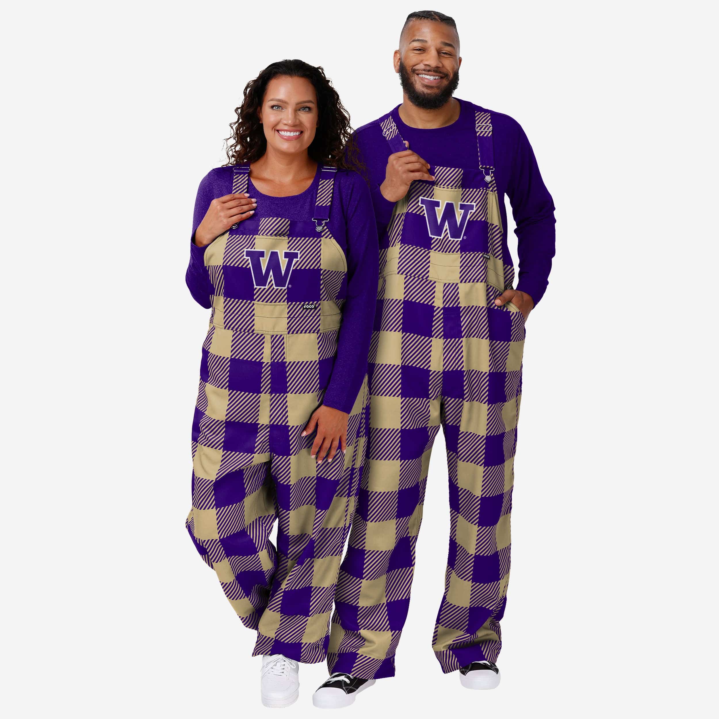 Washington Huskies Womens Plaid Bib Overalls - Image 3