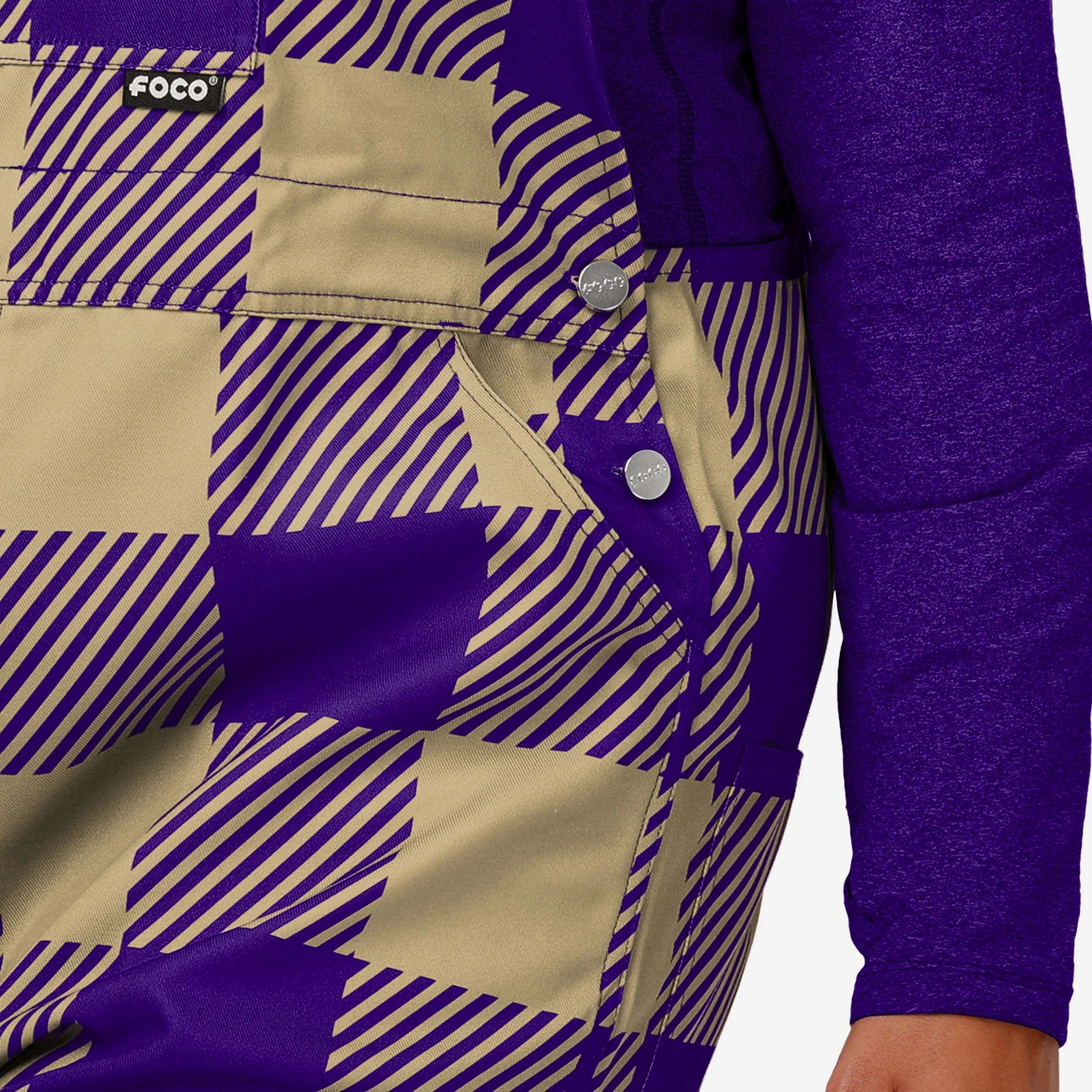 Washington Huskies Womens Plaid Bib Overalls - Image 5