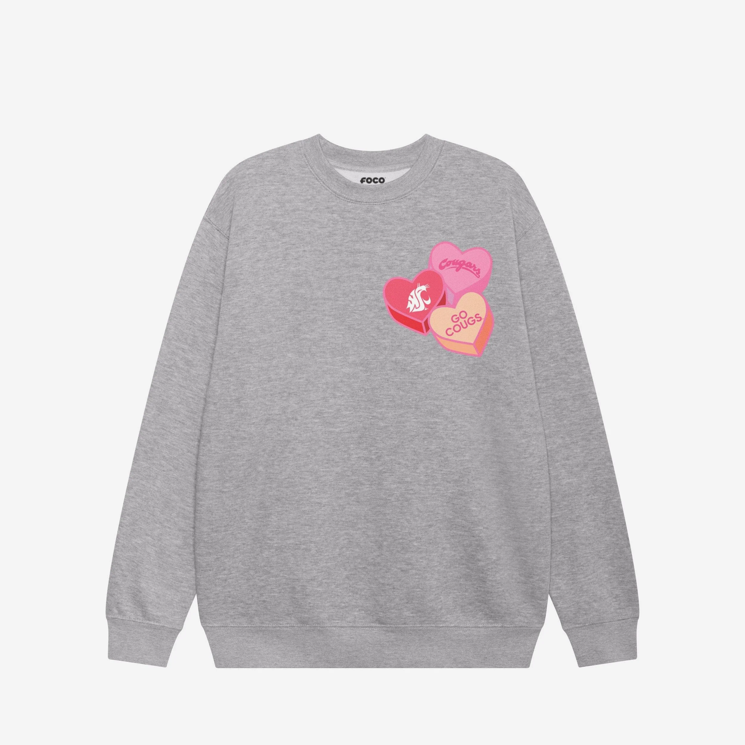 Washington State Cougars Candy Heart Crew Neck Sweatshirt - Image 3