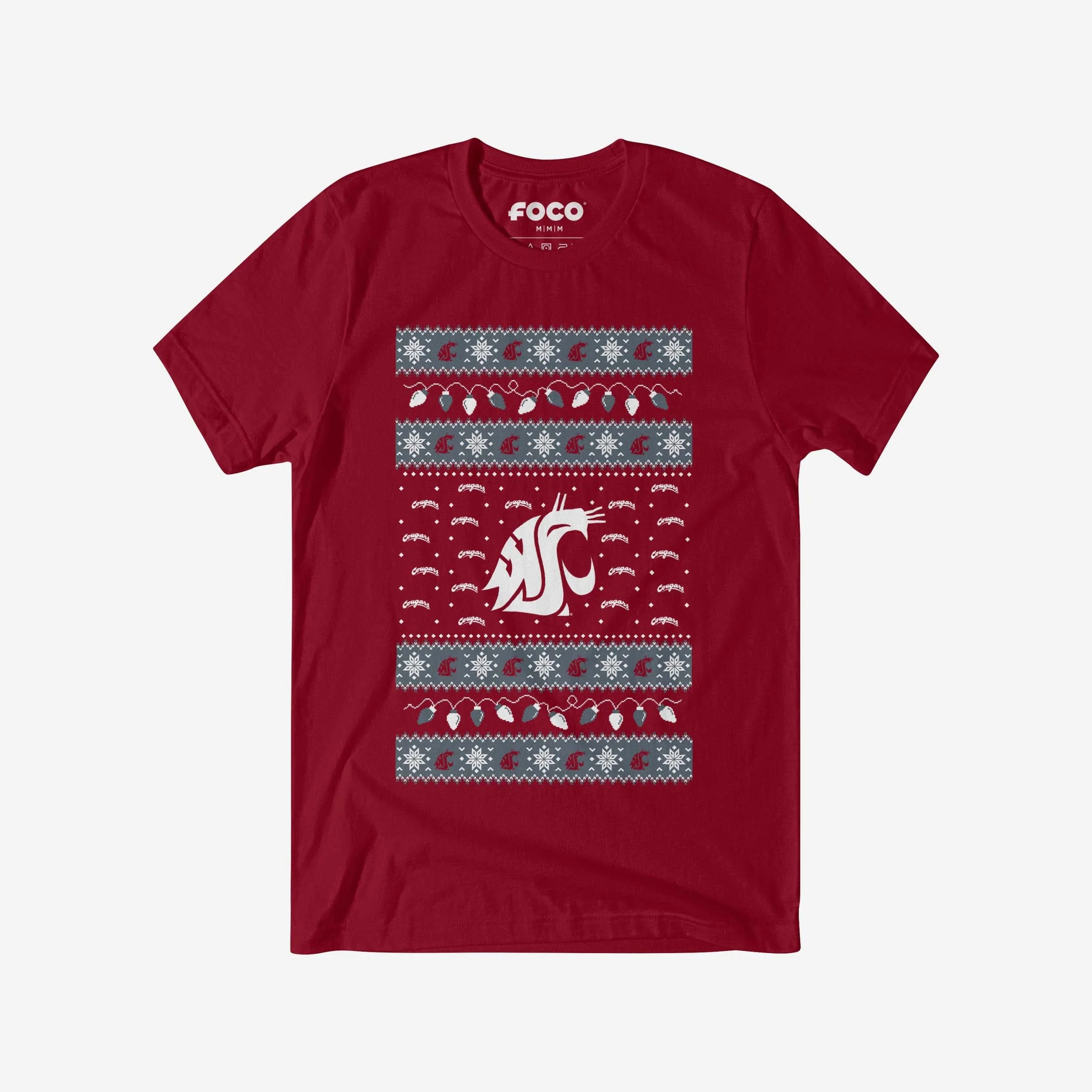 Washington State Cougars Holiday Lights Sweater T-Shirt
