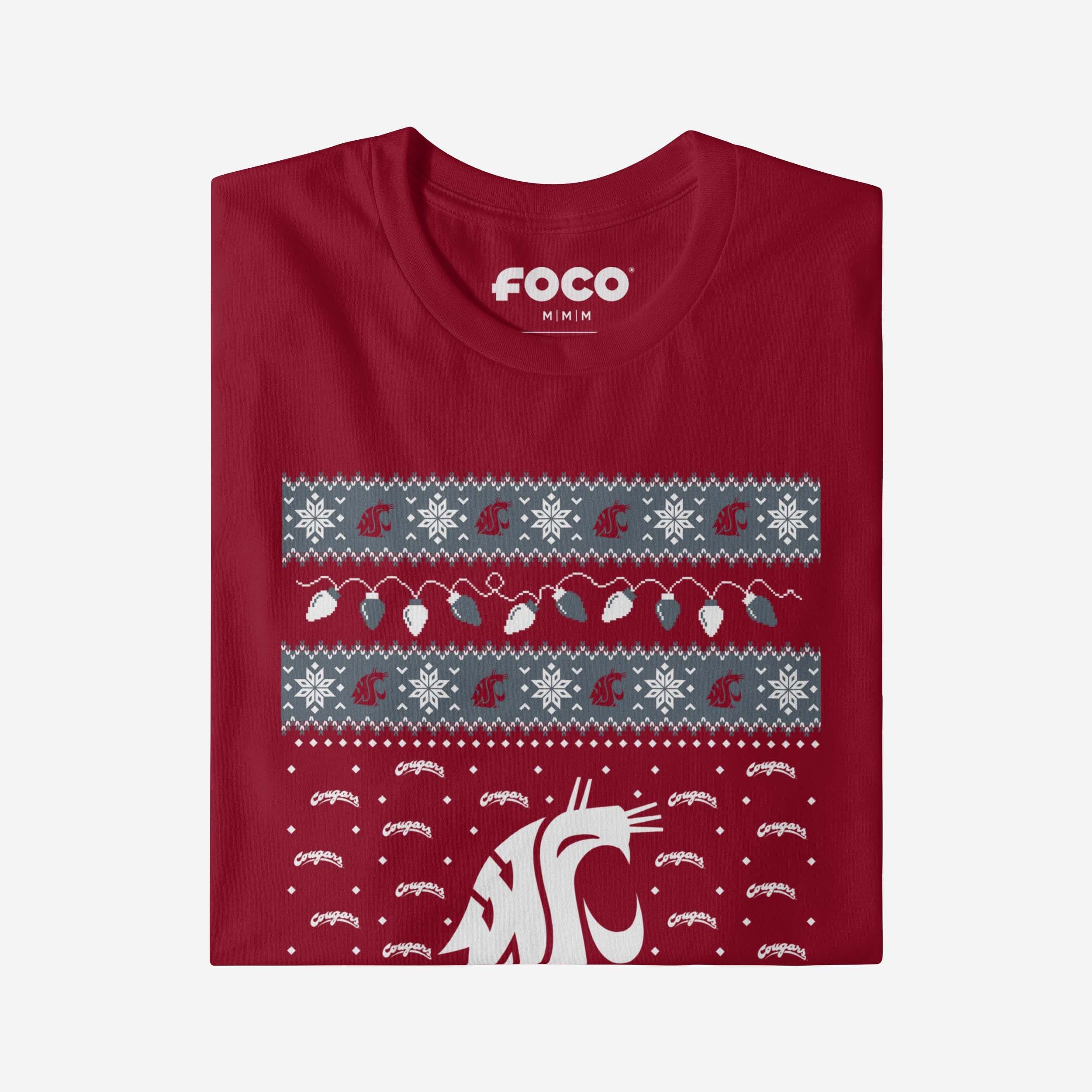 Washington State Cougars Holiday Lights Sweater T-Shirt - Image 4