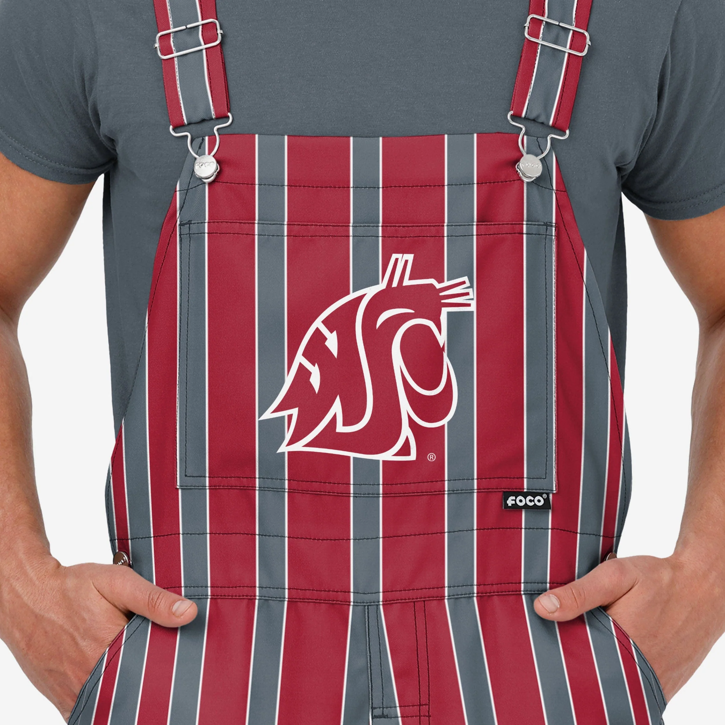 Washington State Cougars Mens Sideline Spirit Bib Overalls - Image 4