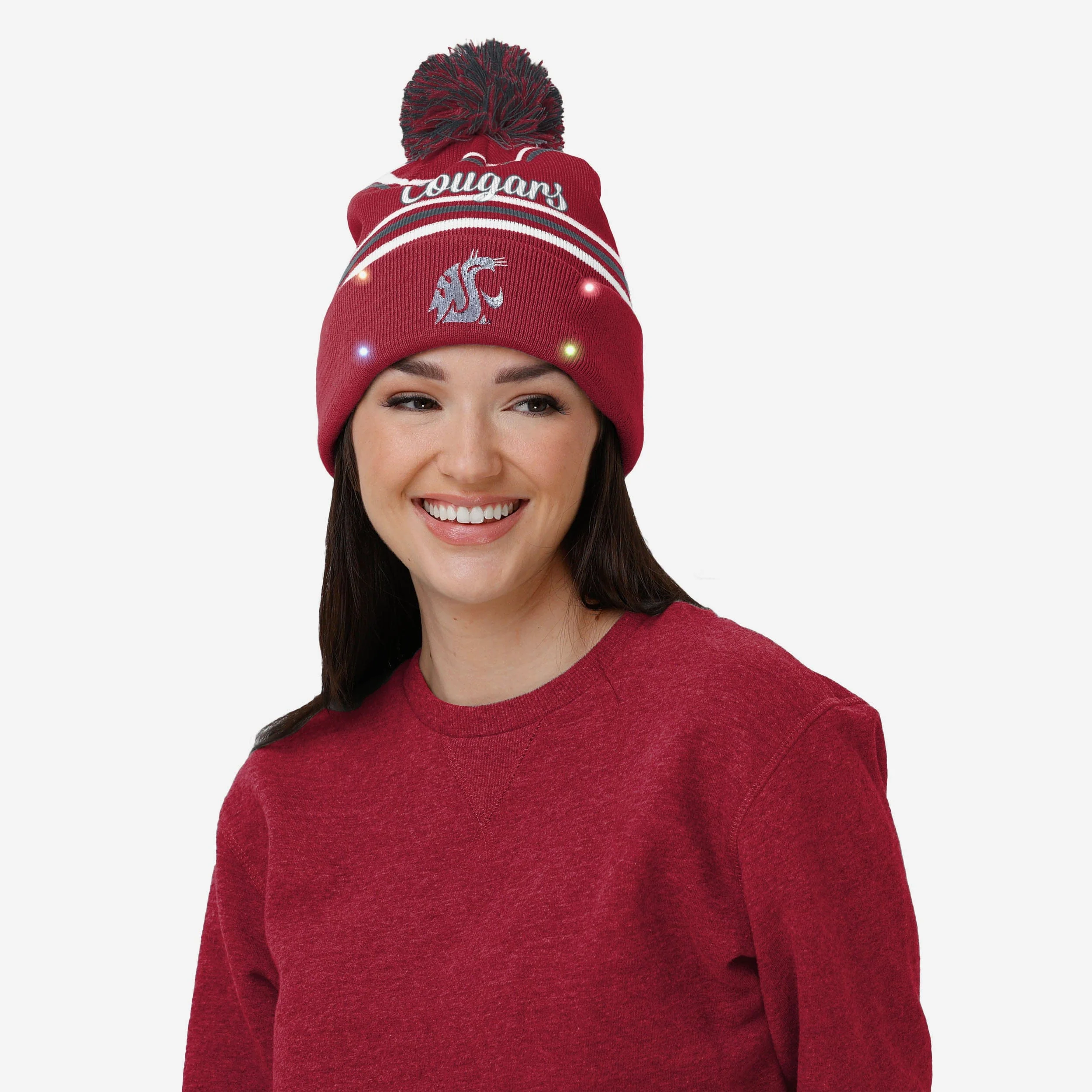 Washington State Cougars Womens Wordmark Script Light Up Beanie - Image 3