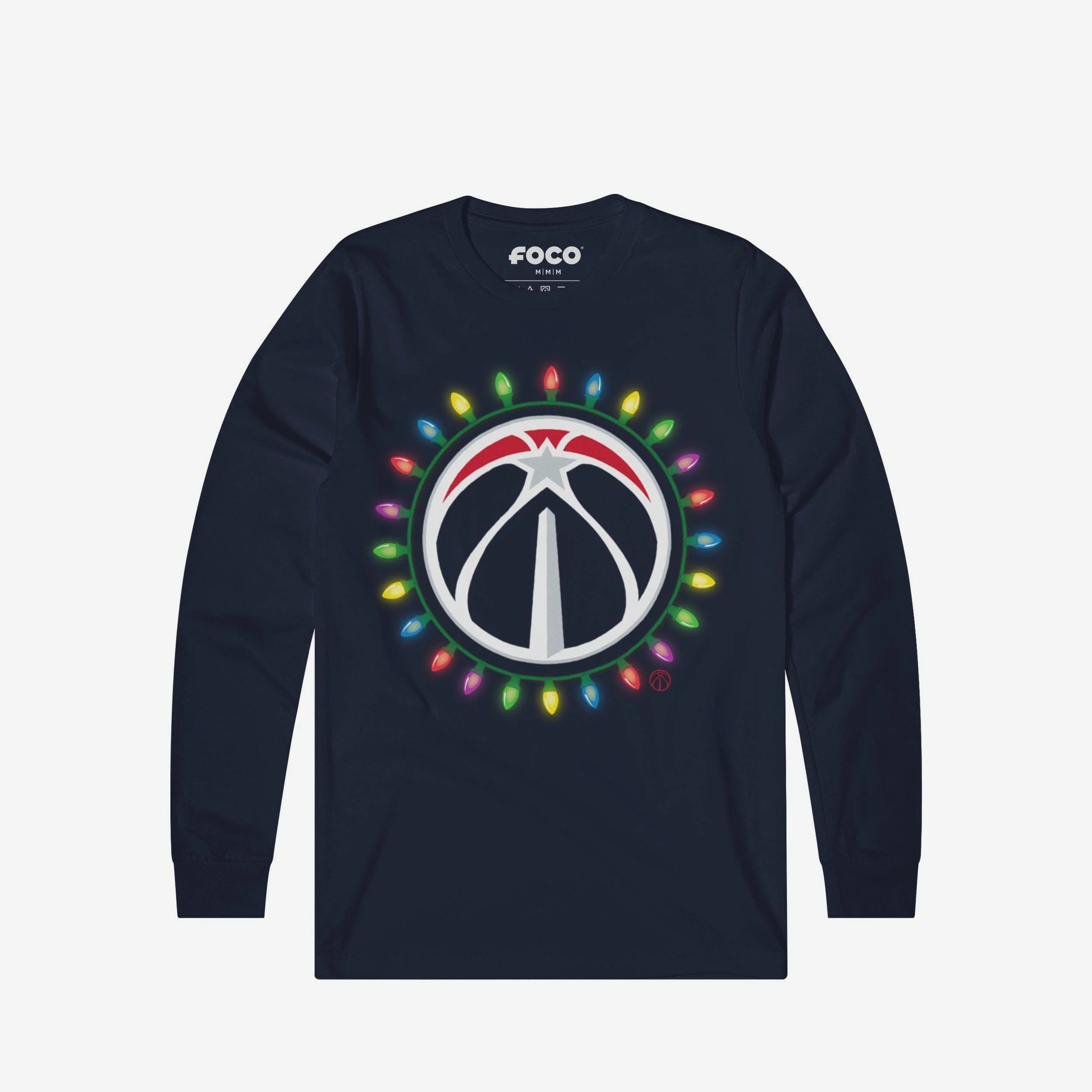 Washington Wizards Primary Logo Holiday Lights Long Sleeve T-Shirt