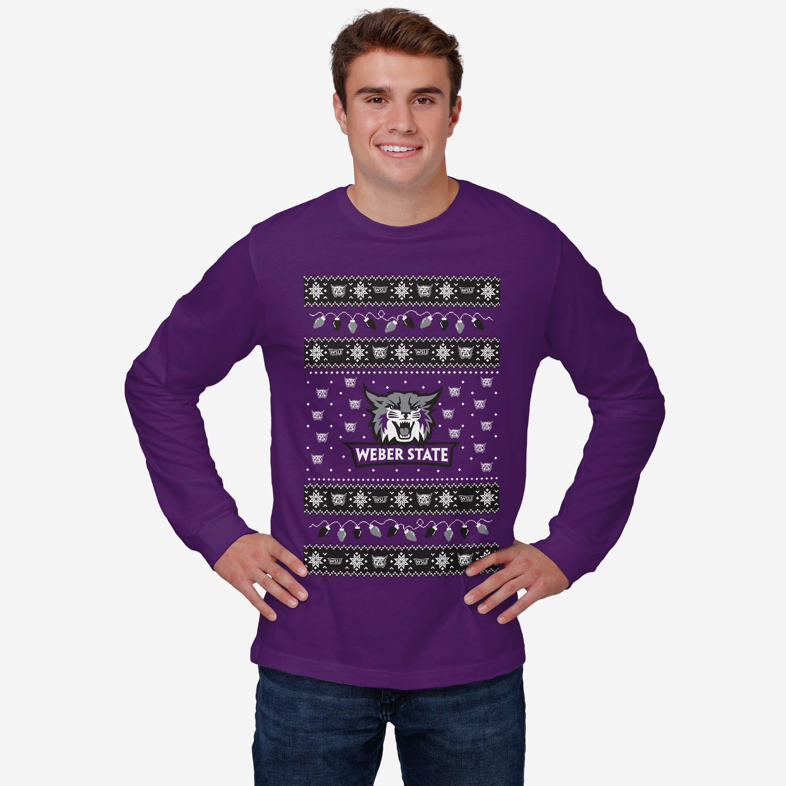 Weber State Wildcats Holiday Lights Sweater Long Sleeve T-Shirt - Image 2