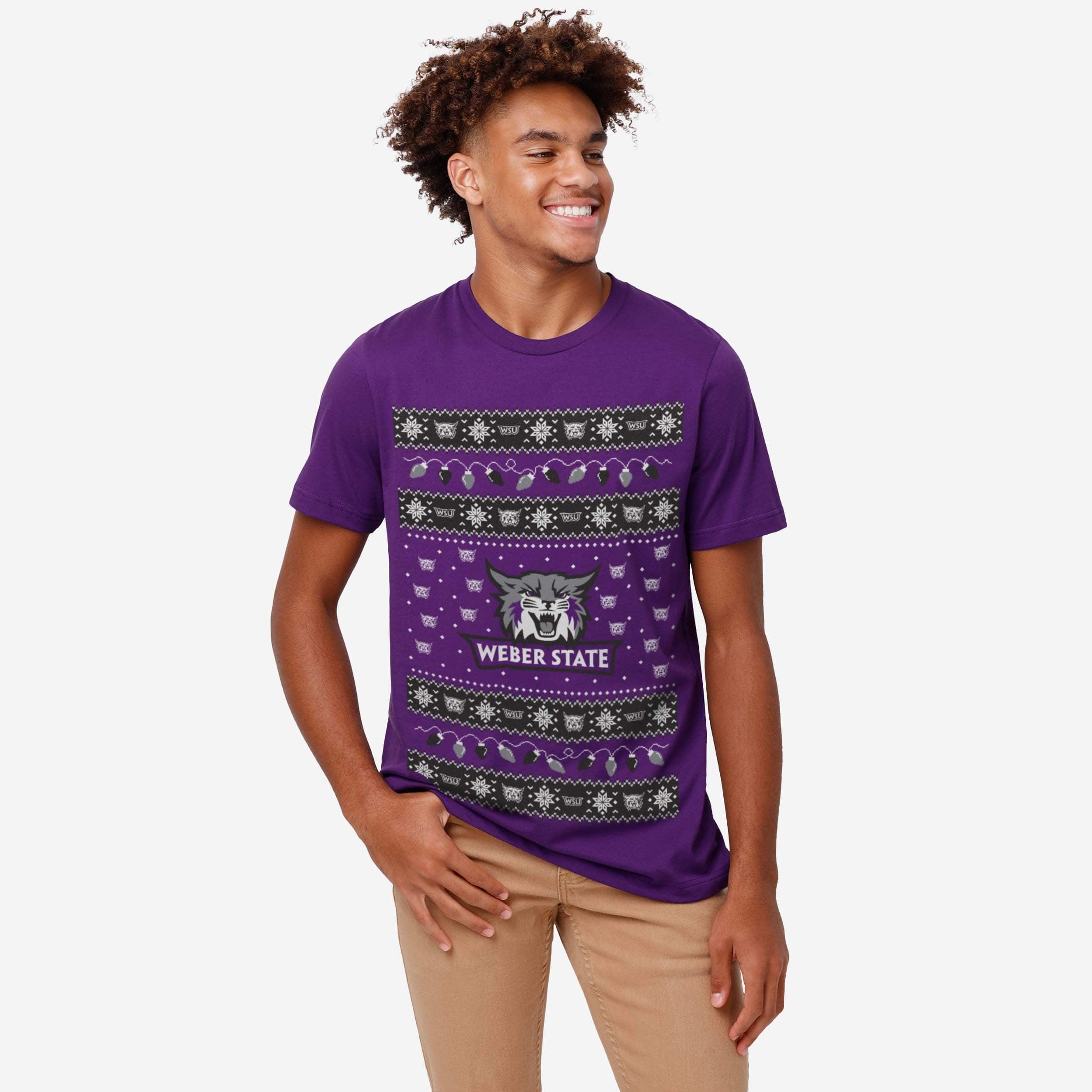 Weber State Wildcats Holiday Lights Sweater T-Shirt - Image 2