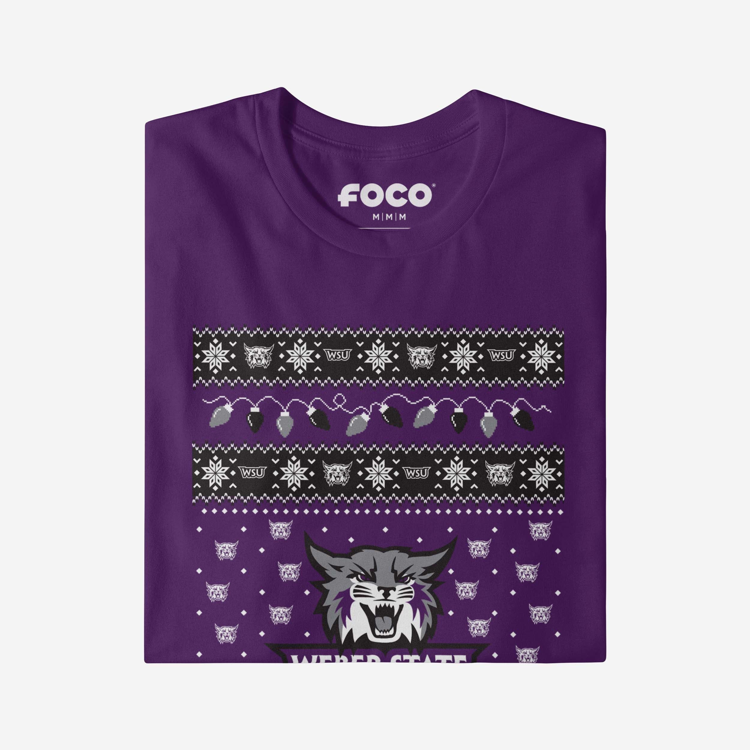 Weber State Wildcats Holiday Lights Sweater T-Shirt - Image 4