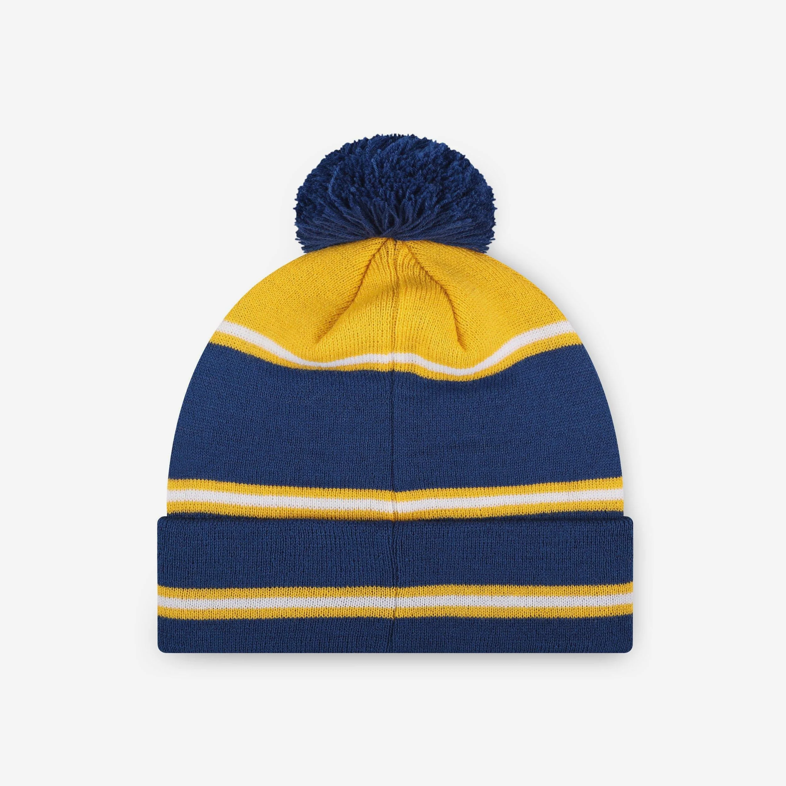West Virginia Mountaineers Big Wordmark Stripe Pom Beanie - Image 2