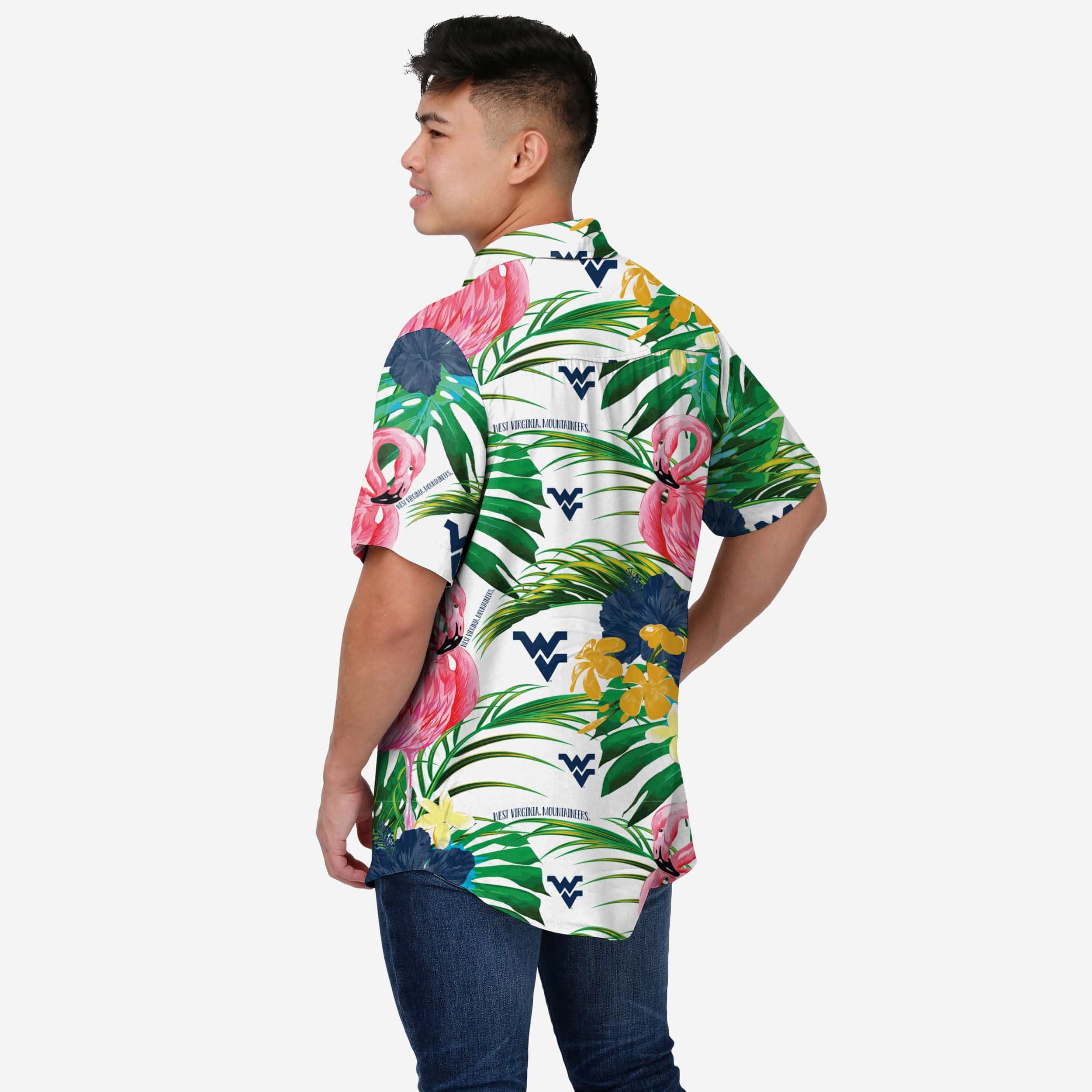 West Virginia Mountaineers Flamingo Button Up Shirt - Image 2