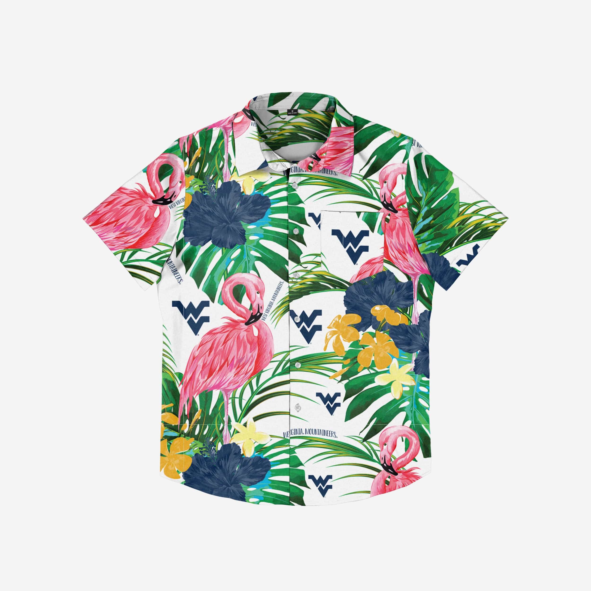 West Virginia Mountaineers Flamingo Button Up Shirt - Image 3
