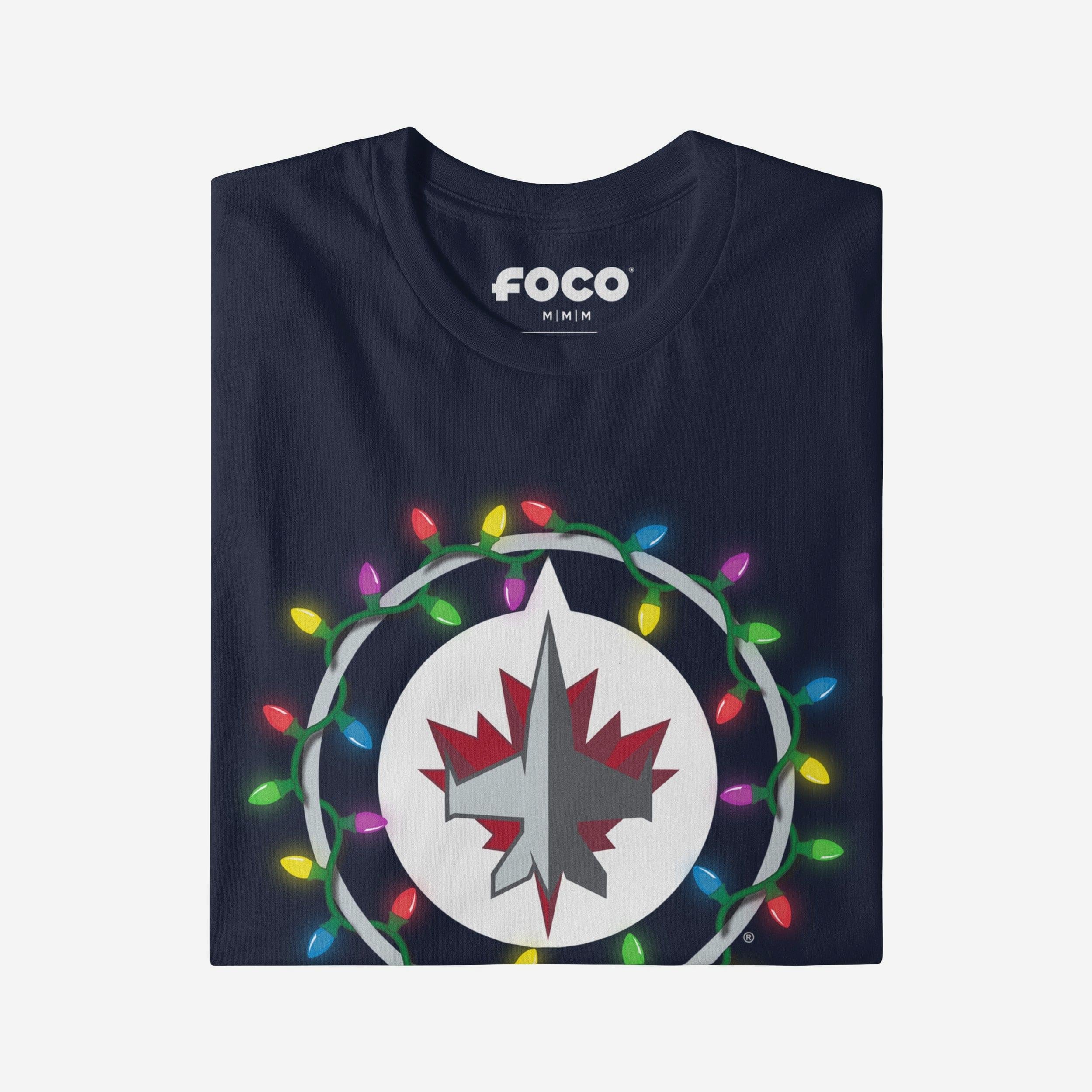 Winnipeg Jets Primary Logo Holiday Lights Long Sleeve T-Shirt - Image 3