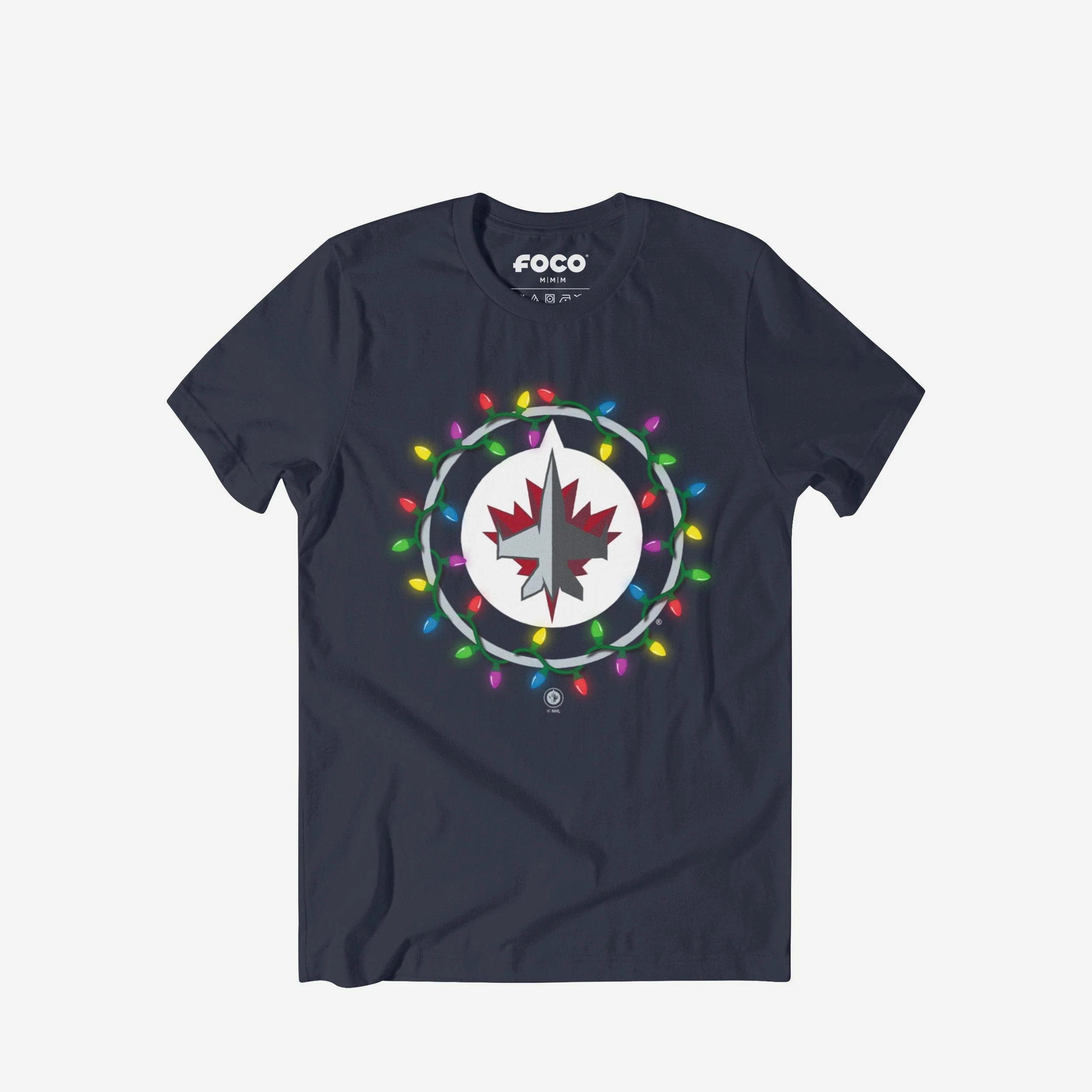 Winnipeg Jets Primary Logo Holiday Lights T-Shirt