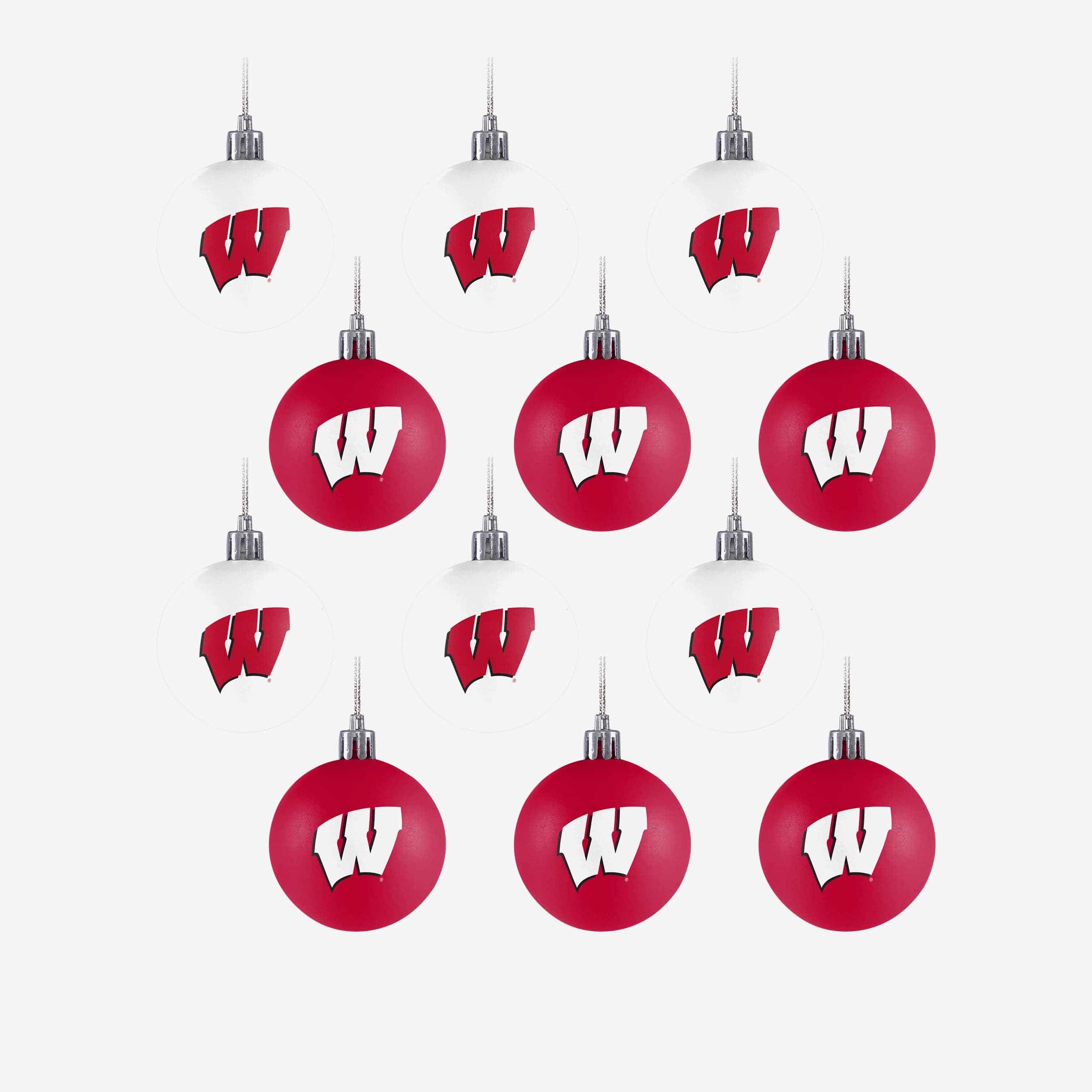 Wisconsin Badgers 12 Pack Plastic Ball Ornament Set