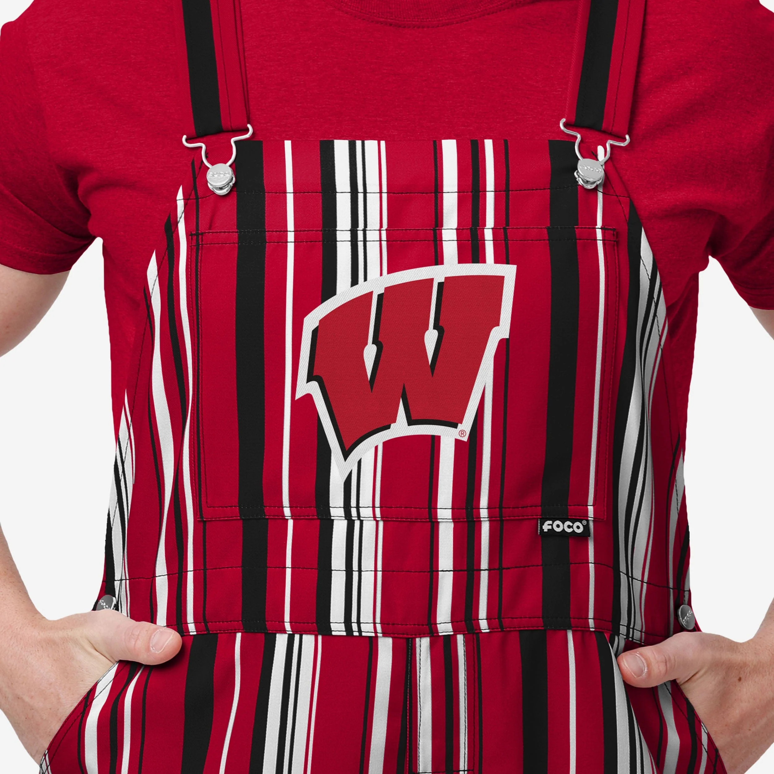 Wisconsin Badgers Mens Hyper Stripe Bib Overalls - Image 4