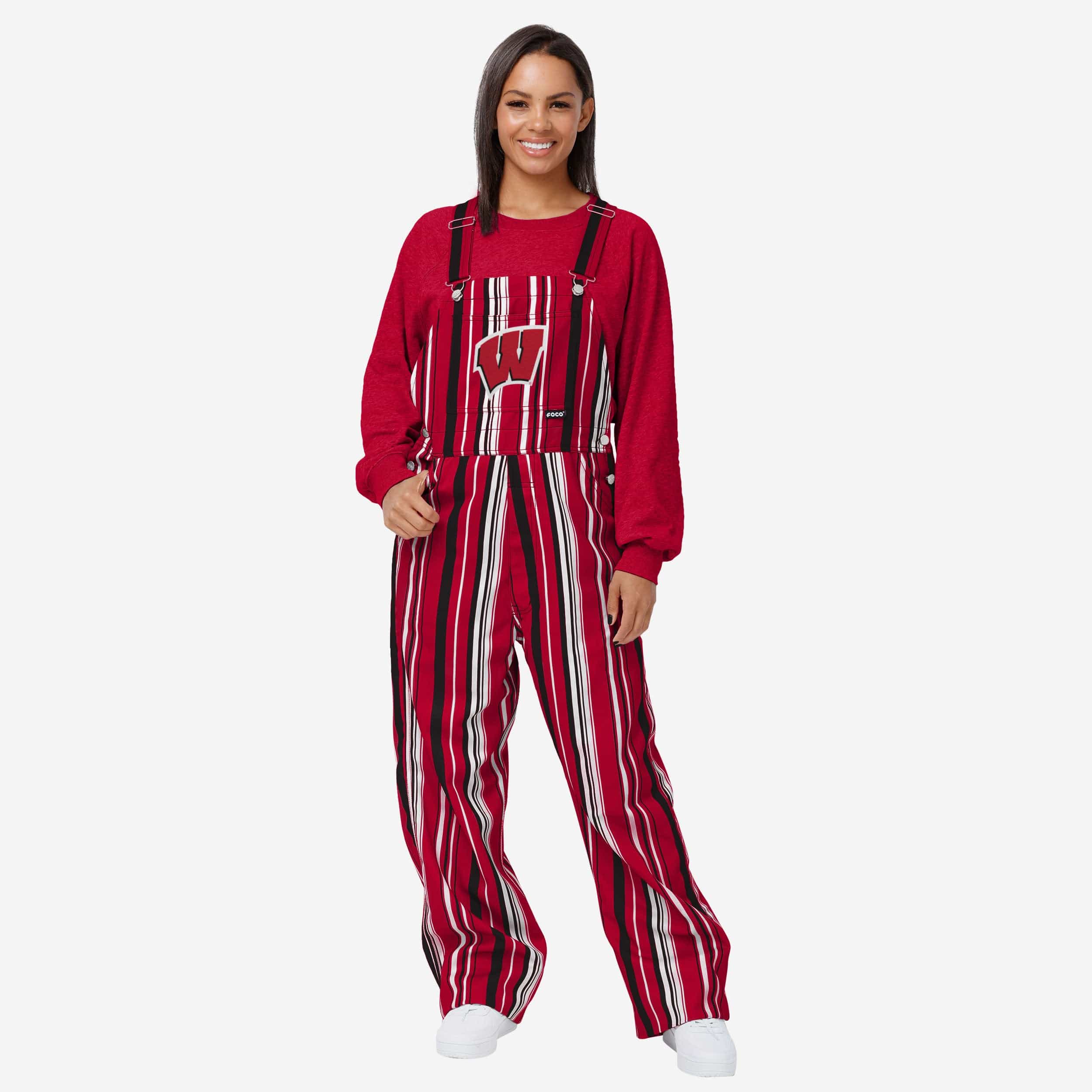 Wisconsin Badgers Womens Hyper Stripe Bib Overalls