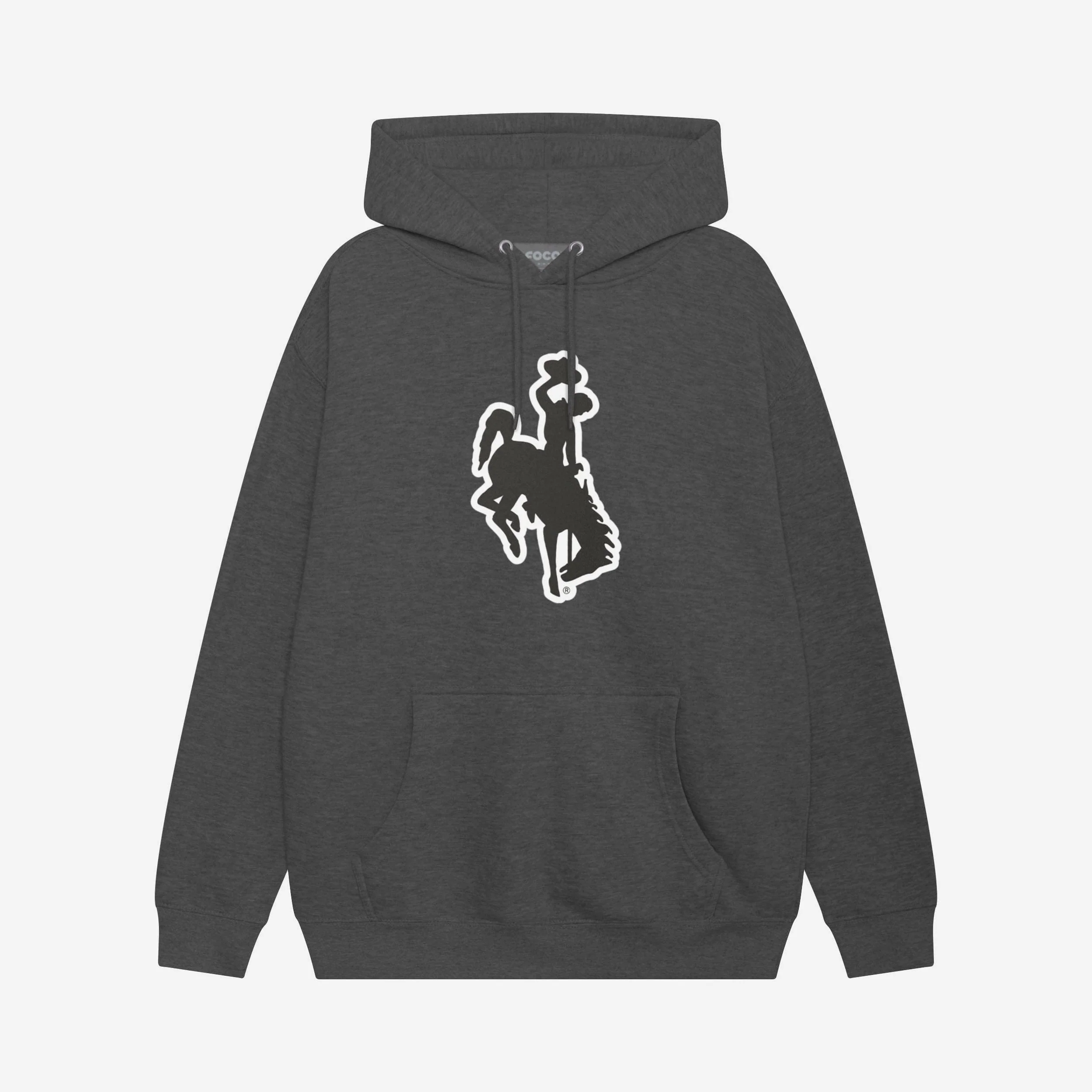 Wyoming Cowboys Black & White Primary Logo Hoodie