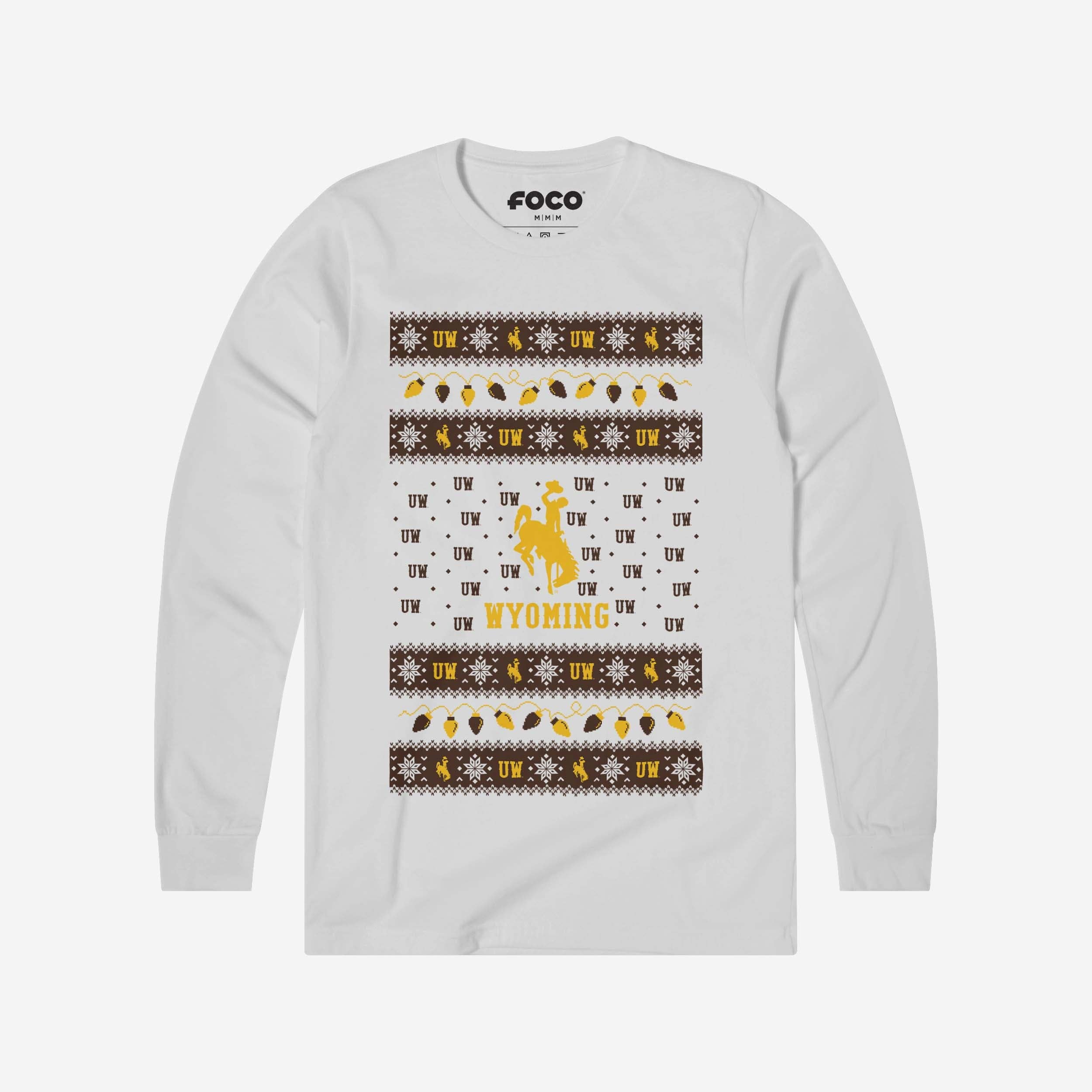 Wyoming Cowboys Holiday Lights Sweater Long Sleeve T-Shirt