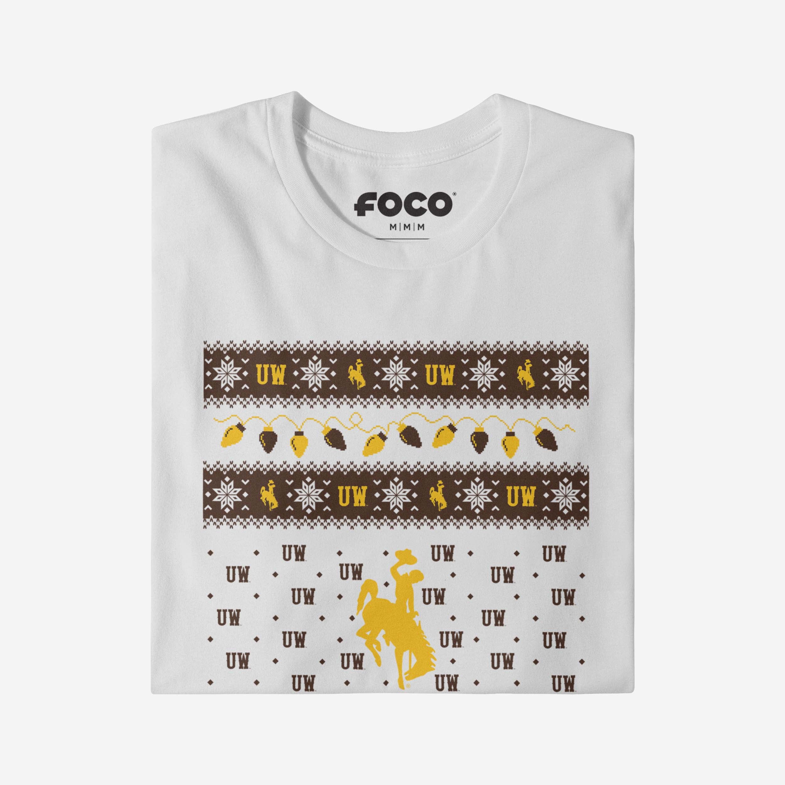 Wyoming Cowboys Holiday Lights Sweater Long Sleeve T-Shirt - Image 4