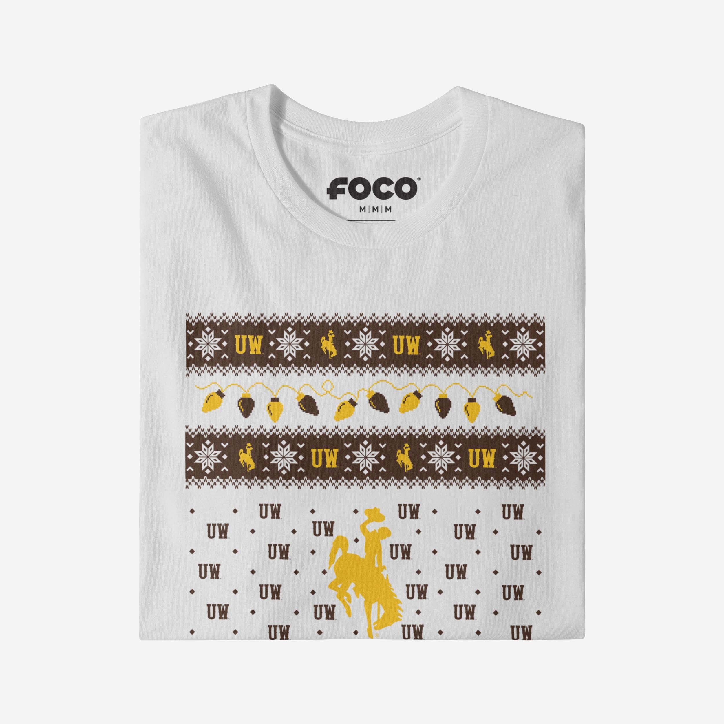 Wyoming Cowboys Holiday Lights Sweater T-Shirt - Image 4