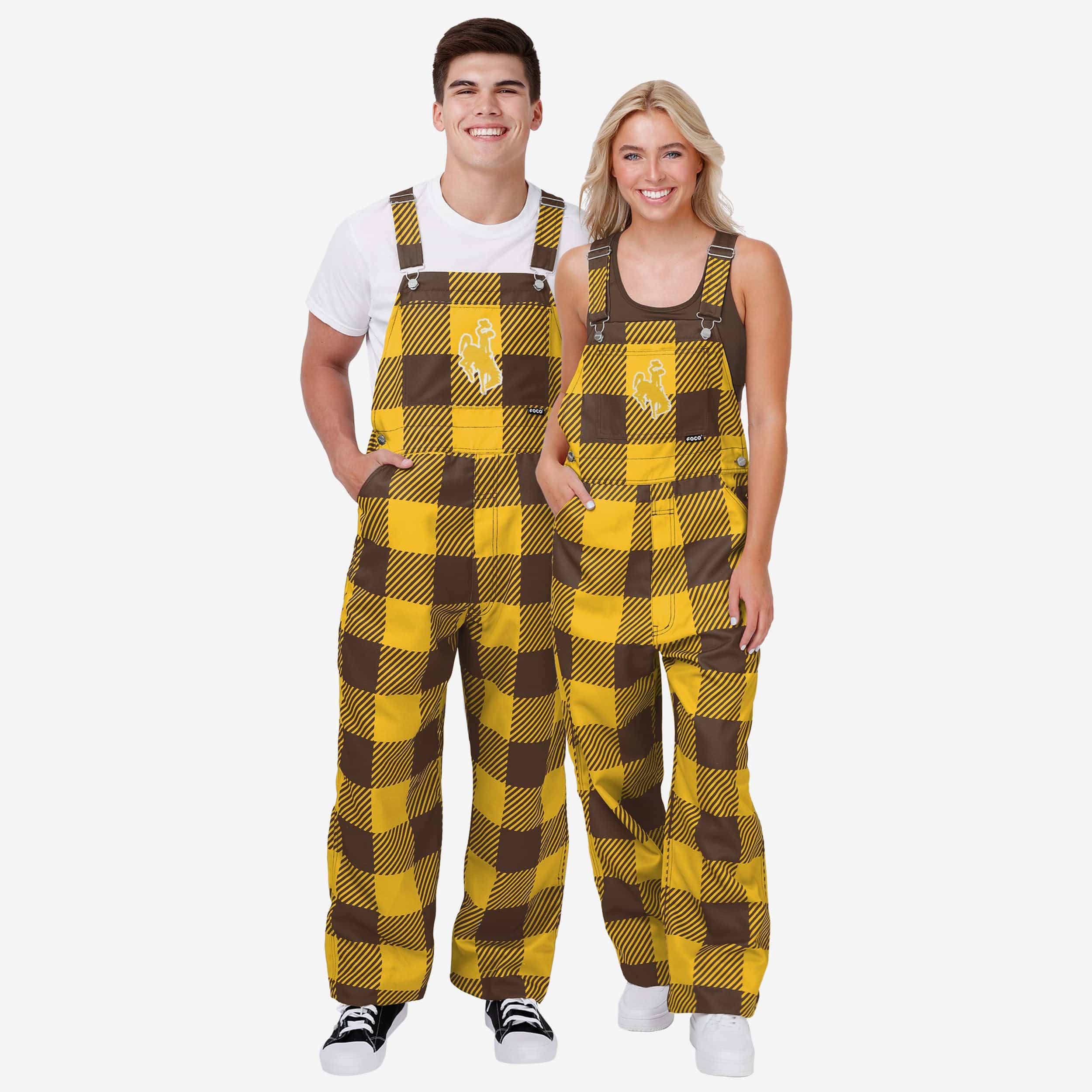 Wyoming Cowboys Mens Plaid Bib Overalls - Image 3