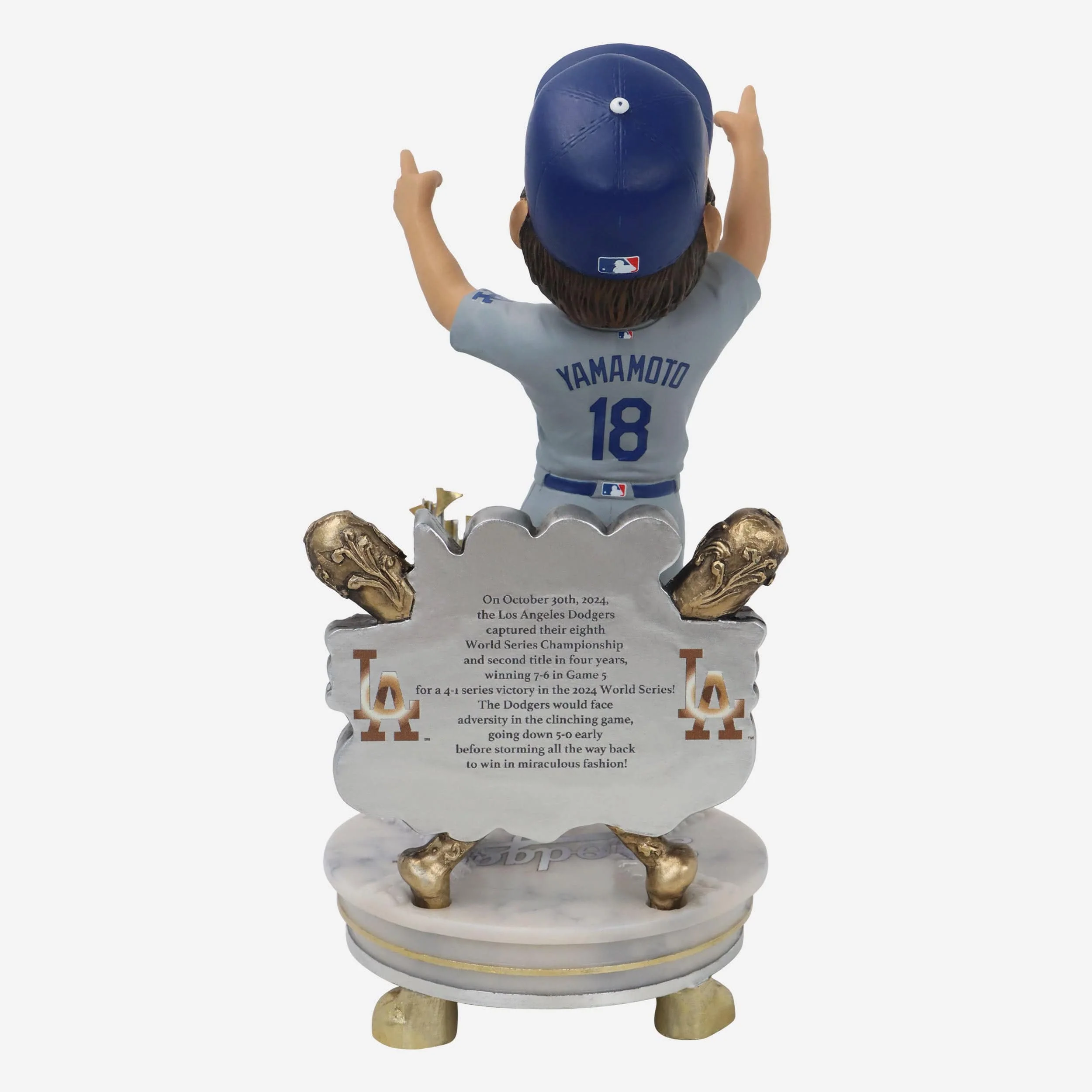 Yoshinobu Yamamoto Los Angeles Dodgers 2024 World Series Champions Alternate Jersey Celebration Bobblehead - Image 5