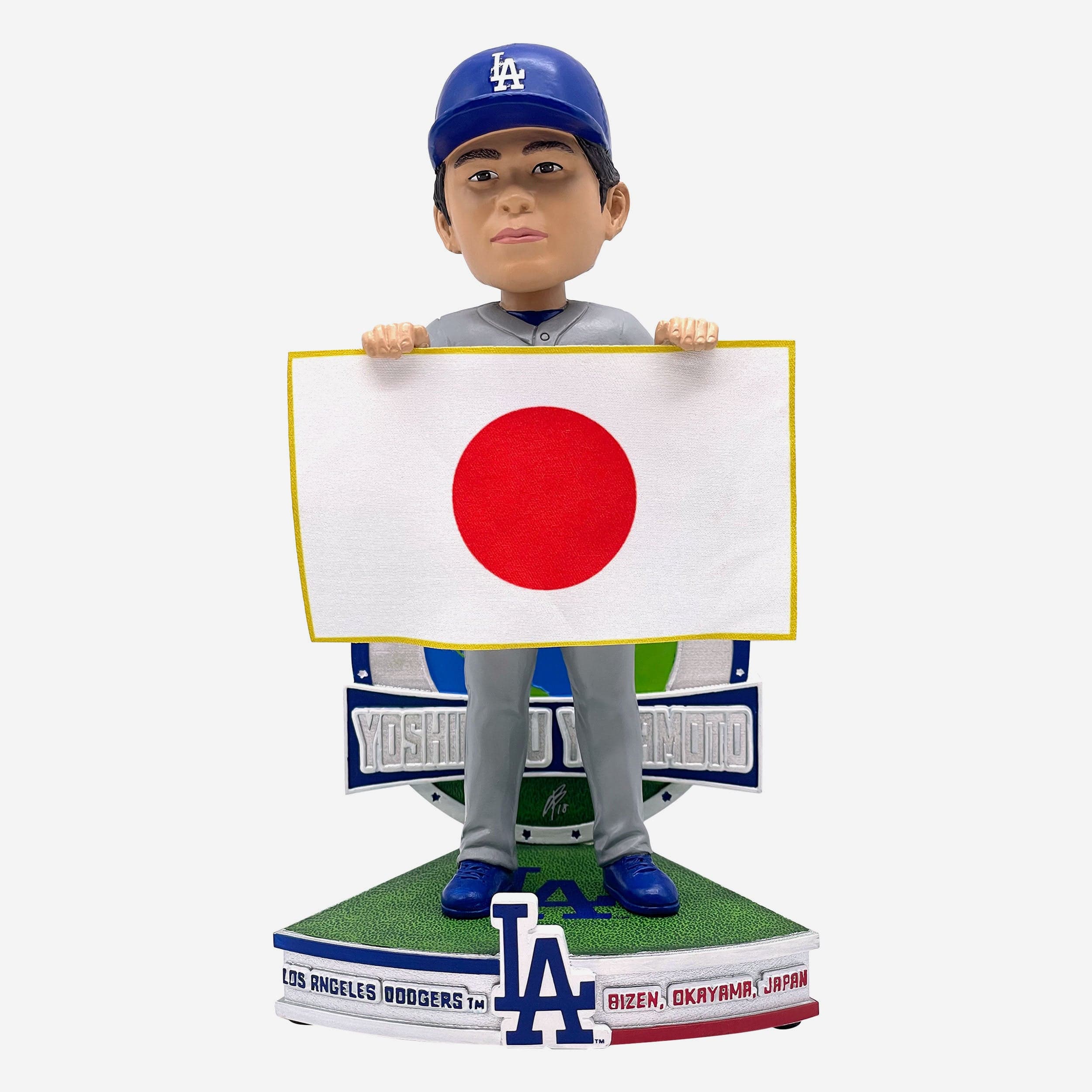 Yoshinobu Yamamoto Los Angeles Dodgers Away Jersey Japanese National Flag Bobblehead